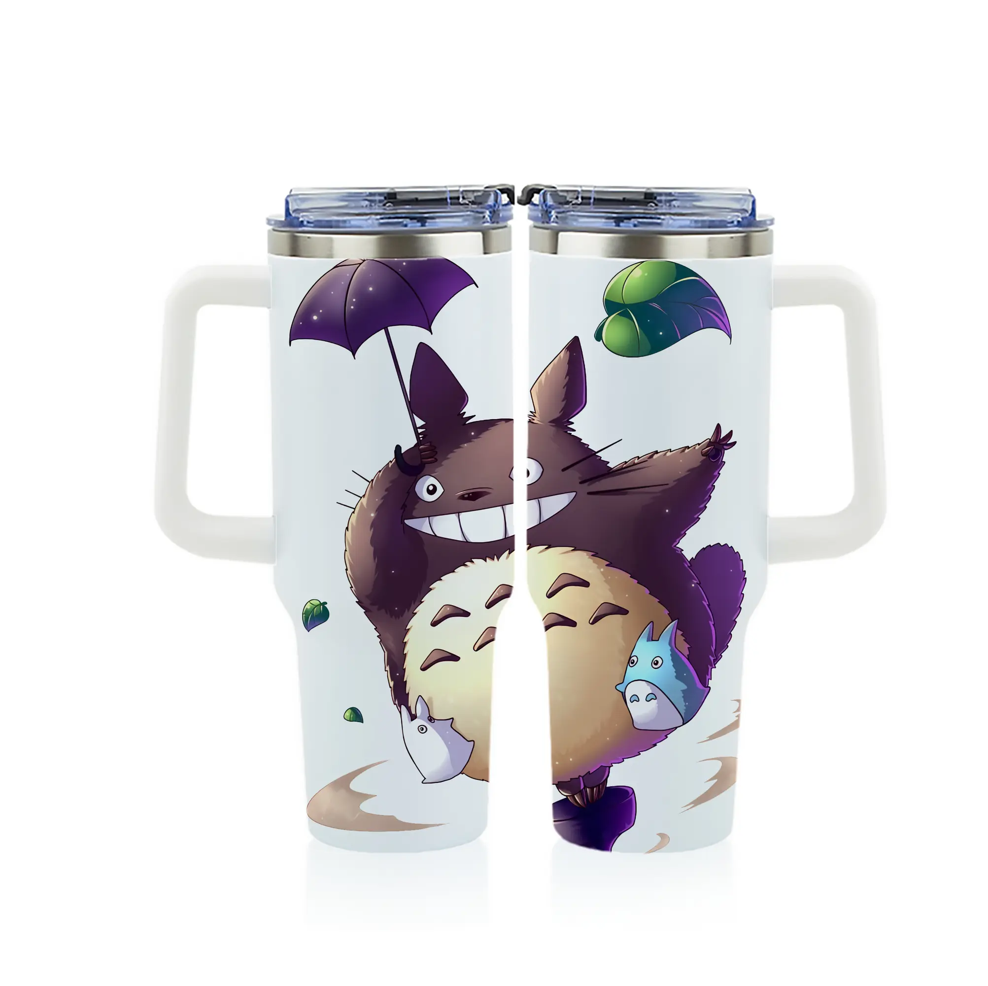 となりのトトロ グッズ トトロ - 1200mL フルプリント車用タンブラー ・ 304ステンレス 内側 ・ 201ステンレス 外側 ・ 保温 保冷 ・ 通勤 ドライブ アウトドア用