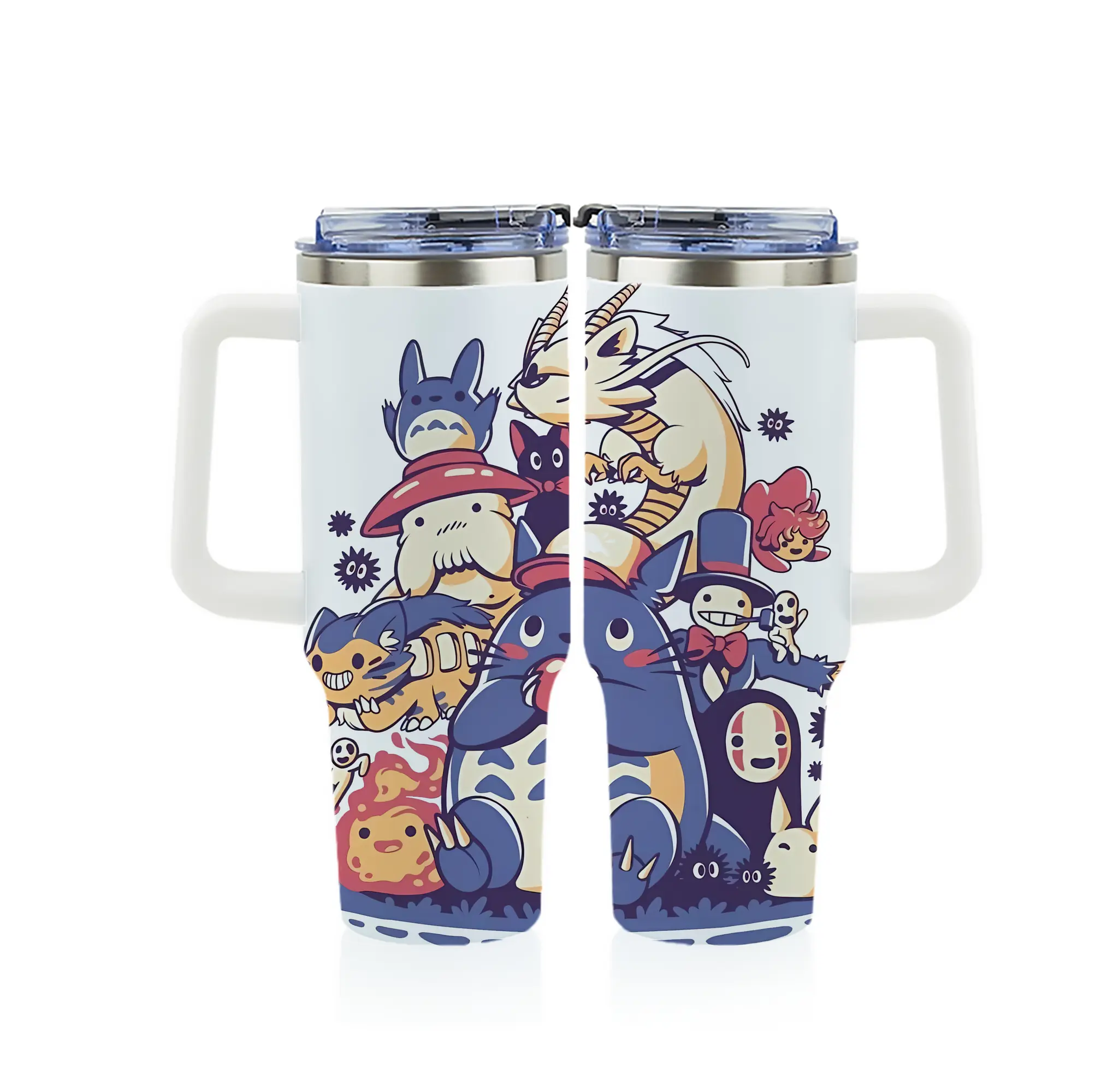 となりのトトロ グッズ トトロ - 1200mL フルプリント車用タンブラー ・ 304ステンレス 内側 ・ 201ステンレス 外側 ・ 保温 保冷 ・ 通勤 ドライブ アウトドア用