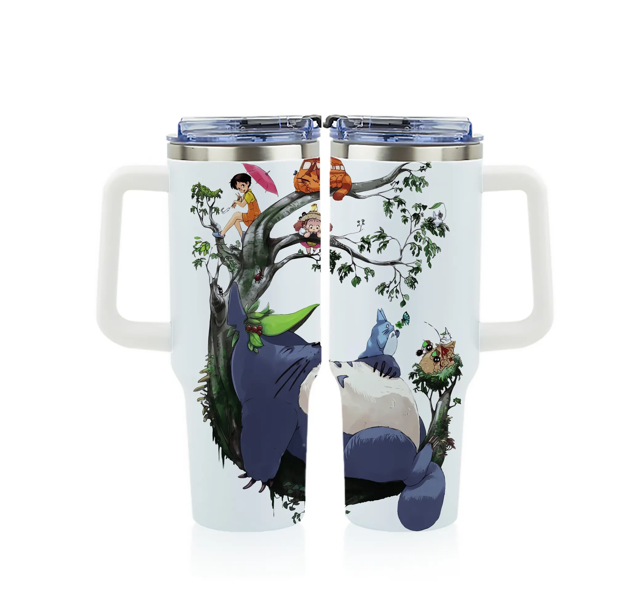 となりのトトロ グッズ トトロ - 1200mL フルプリント車用タンブラー ・ 304ステンレス 内側 ・ 201ステンレス 外側 ・ 保温 保冷 ・ 通勤 ドライブ アウトドア用