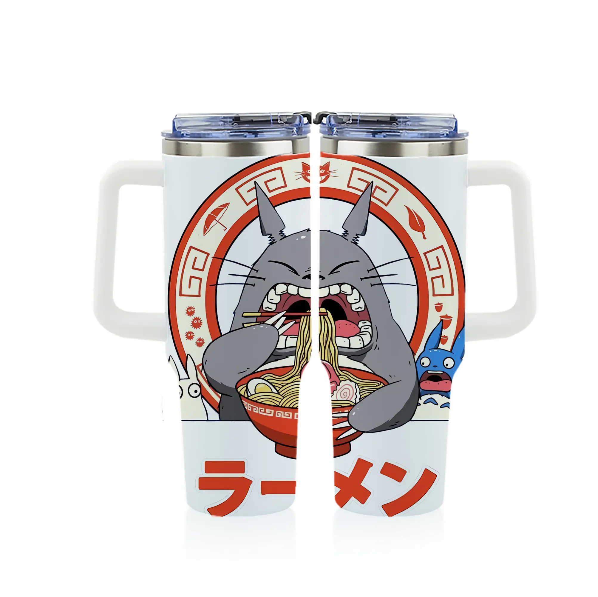 となりのトトロ グッズ トトロ - 1200mL フルプリント車用タンブラー ・ 304ステンレス 内側 ・ 201ステンレス 外側 ・ 保温 保冷 ・ 通勤 ドライブ アウトドア用