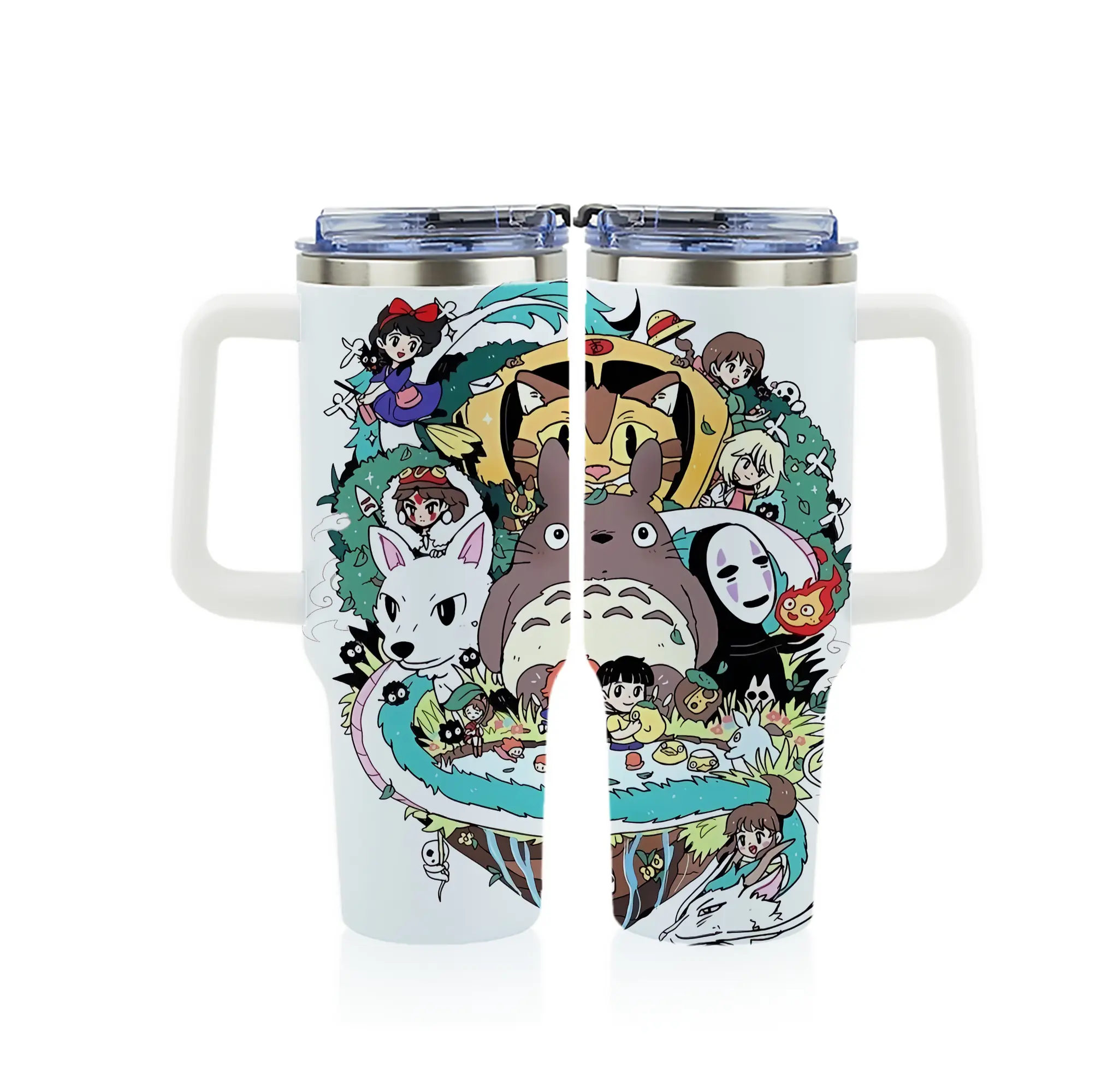 となりのトトロ グッズ トトロ - 1200mL フルプリント車用タンブラー ・ 304ステンレス 内側 ・ 201ステンレス 外側 ・ 保温 保冷 ・ 通勤 ドライブ アウトドア用