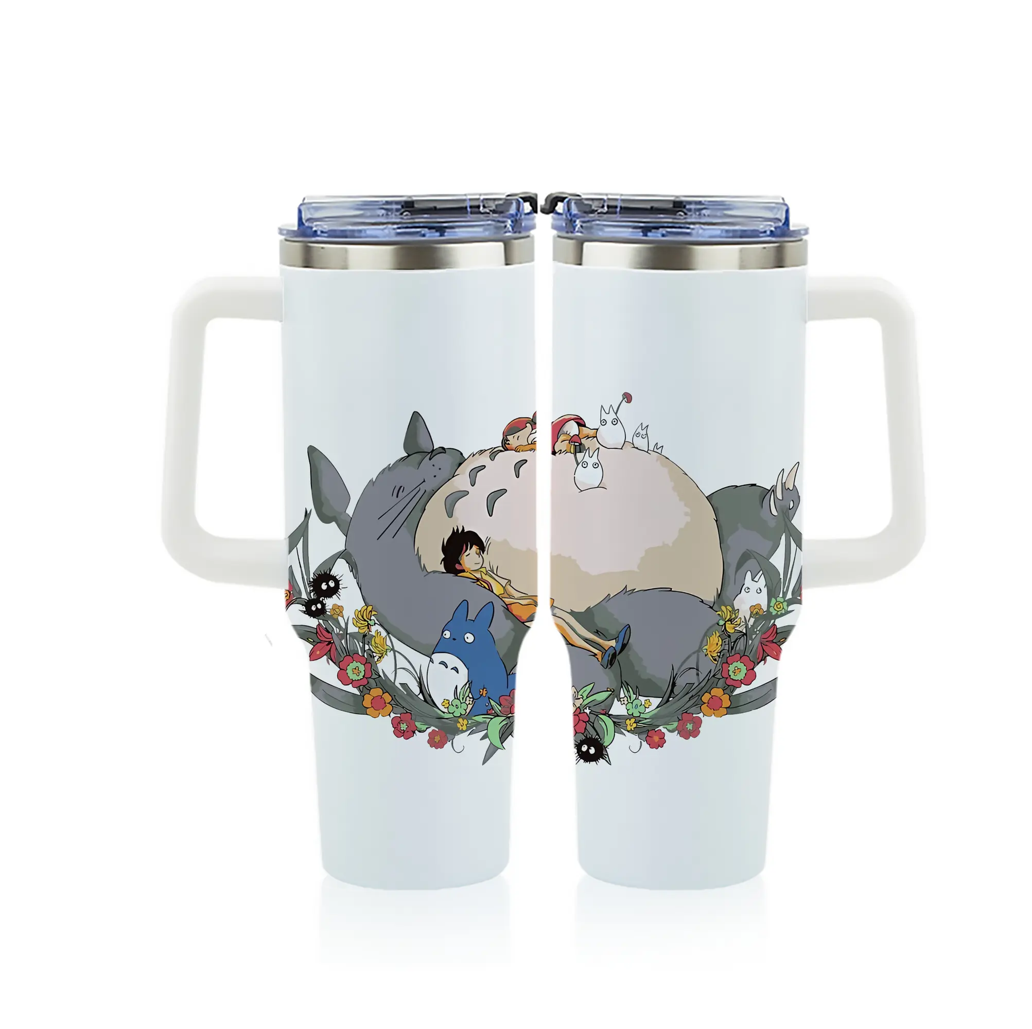 となりのトトロ グッズ トトロ - 1200mL フルプリント車用タンブラー ・ 304ステンレス 内側 ・ 201ステンレス 外側 ・ 保温 保冷 ・ 通勤 ドライブ アウトドア用