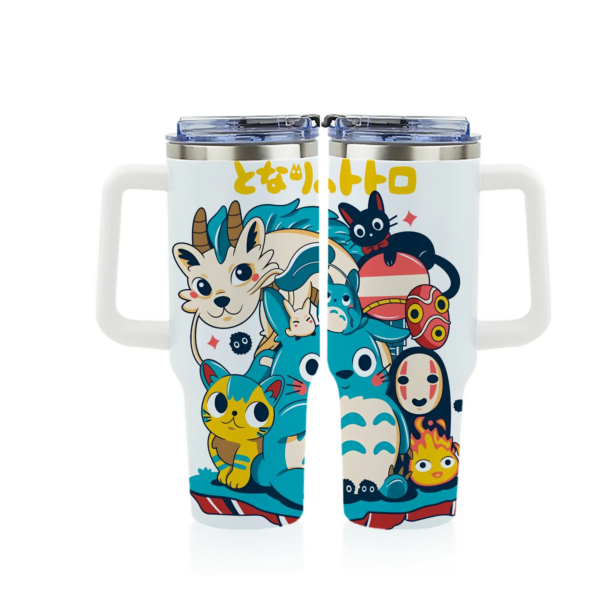 となりのトトロ グッズ トトロ - 1200mL フルプリント車用タンブラー ・ 304ステンレス 内側 ・ 201ステンレス 外側 ・ 保温 保冷 ・ 通勤 ドライブ アウトドア用