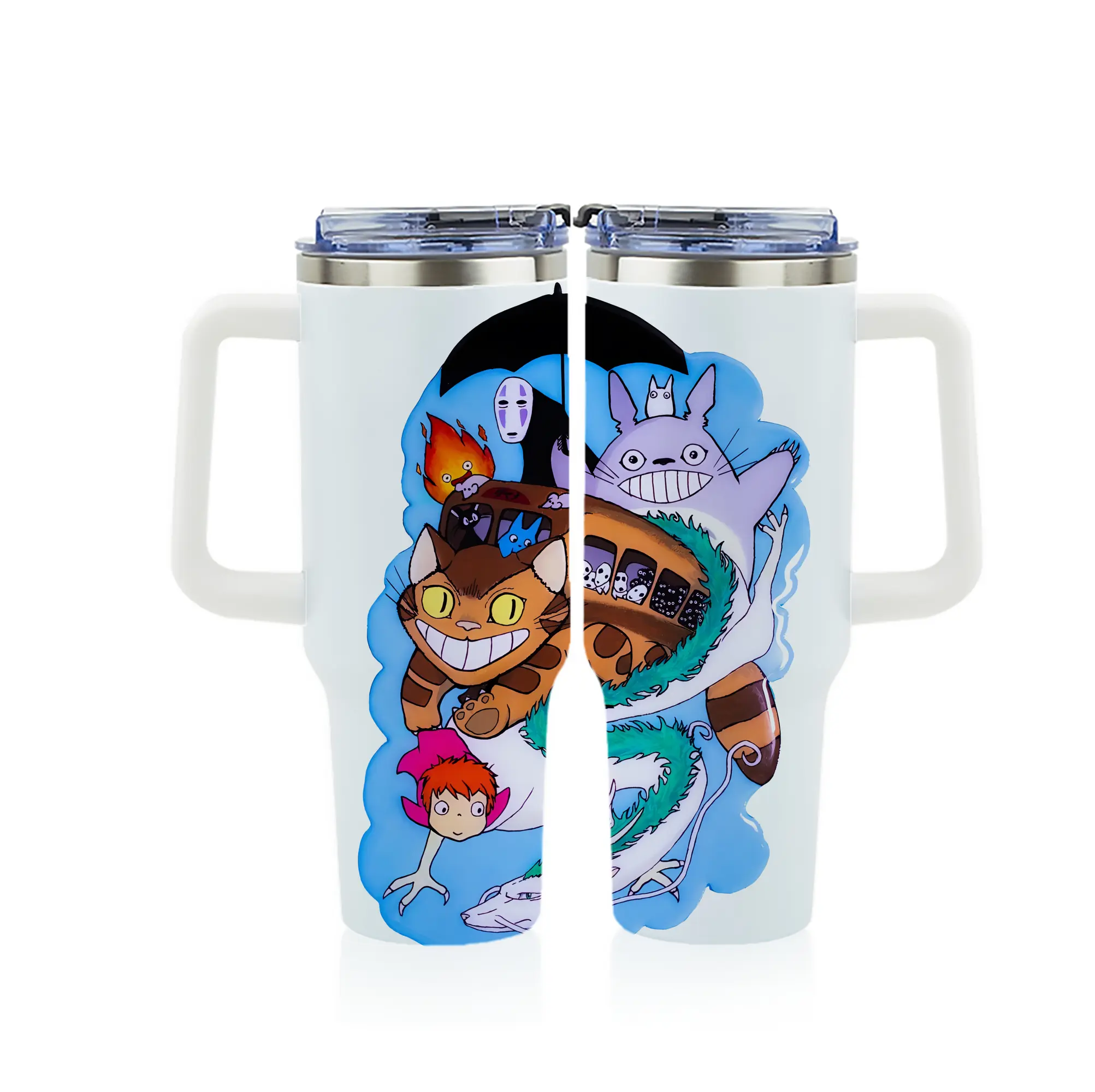 となりのトトロ グッズ トトロ - 1200mL フルプリント車用タンブラー ・ 304ステンレス 内側 ・ 201ステンレス 外側 ・ 保温 保冷 ・ 通勤 ドライブ アウトドア用