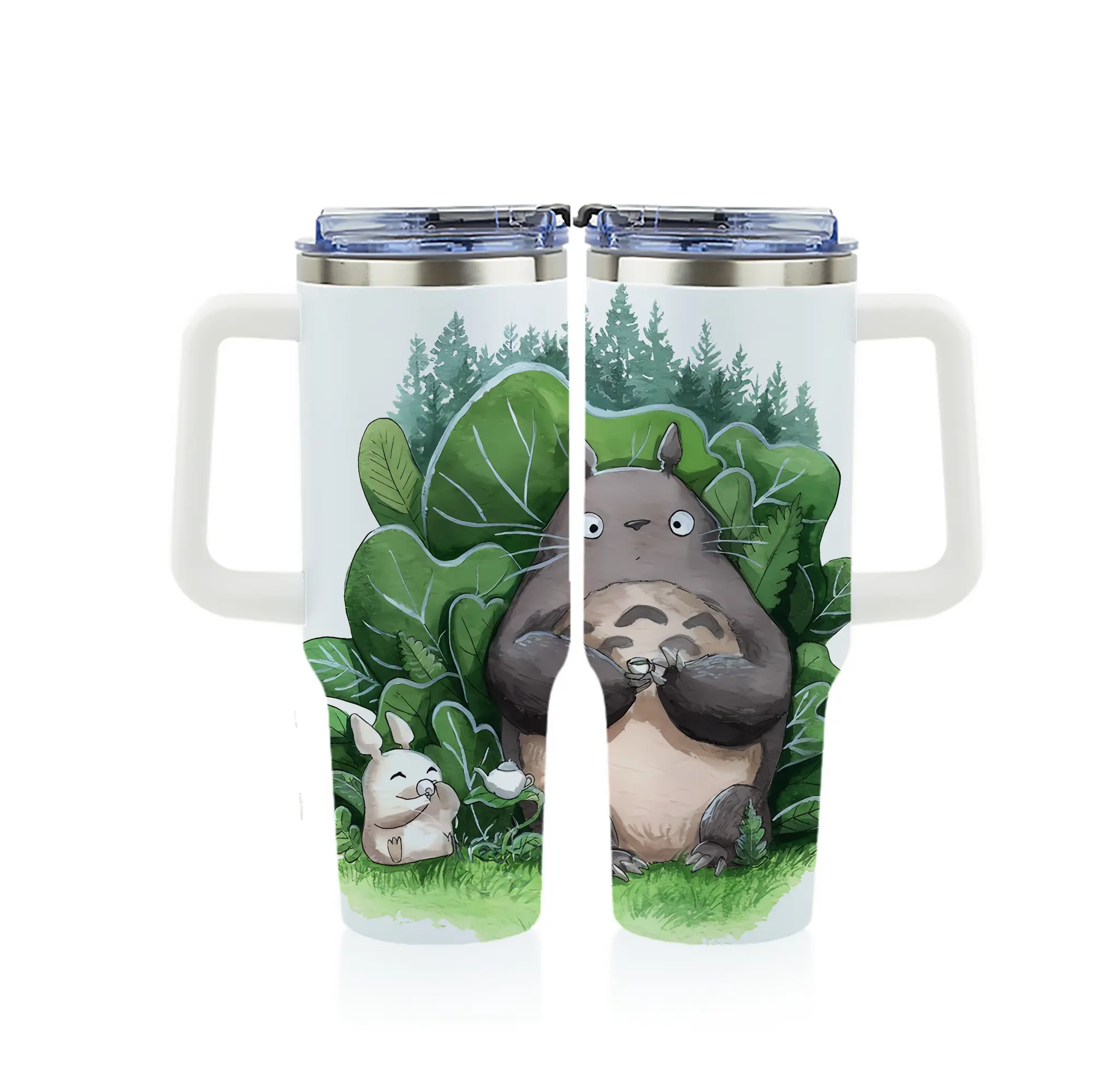 となりのトトロ グッズ トトロ - 1200mL フルプリント車用タンブラー ・ 304ステンレス 内側 ・ 201ステンレス 外側 ・ 保温 保冷 ・ 通勤 ドライブ アウトドア用