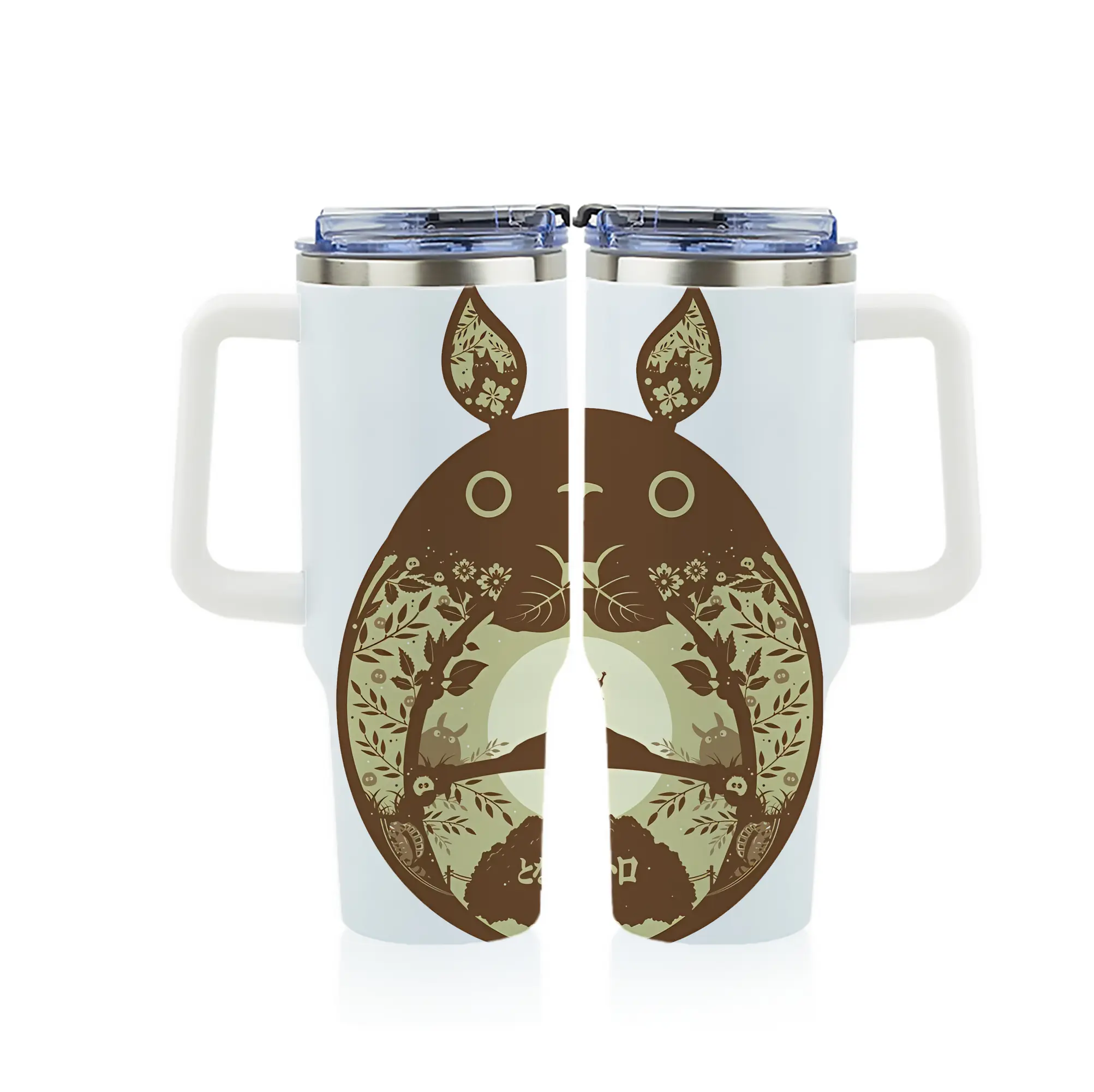 となりのトトロ グッズ トトロ - 1200mL フルプリント車用タンブラー ・ 304ステンレス 内側 ・ 201ステンレス 外側 ・ 保温 保冷 ・ 通勤 ドライブ アウトドア用