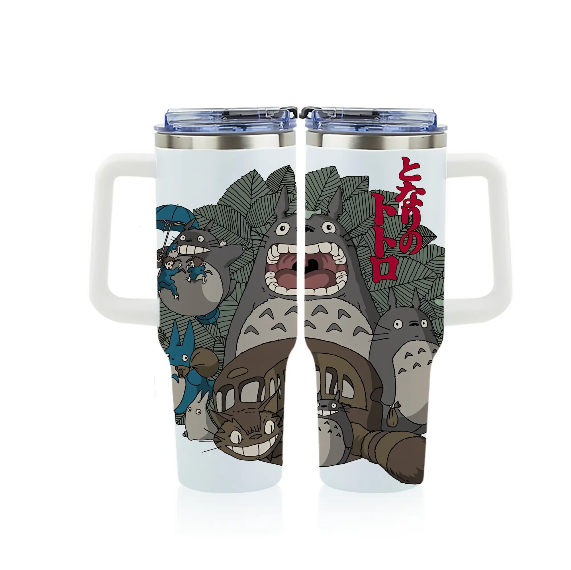 となりのトトロ グッズ トトロ - 1200mL フルプリント車用タンブラー ・ 304ステンレス 内側 ・ 201ステンレス 外側 ・ 保温 保冷 ・ 通勤 ドライブ アウトドア用