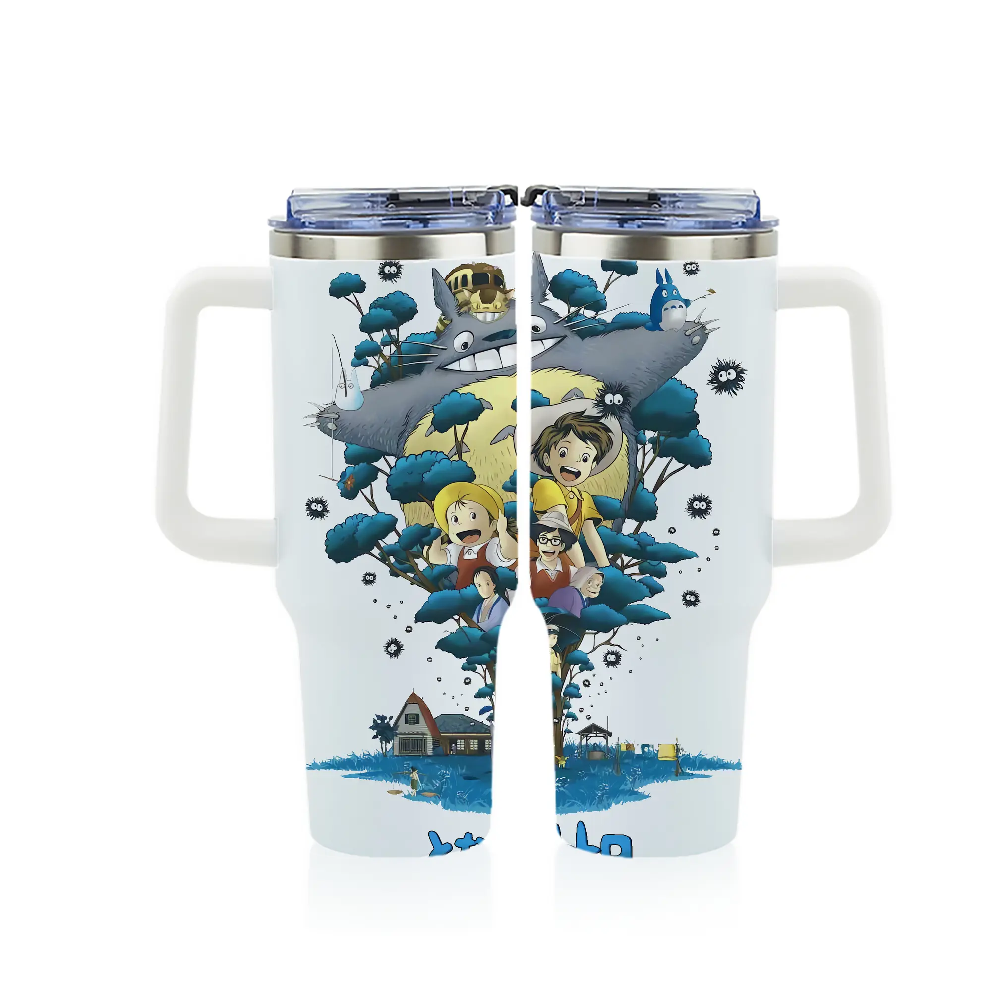 となりのトトロ グッズ トトロ - 1200mL フルプリント車用タンブラー ・ 304ステンレス 内側 ・ 201ステンレス 外側 ・ 保温 保冷 ・ 通勤 ドライブ アウトドア用