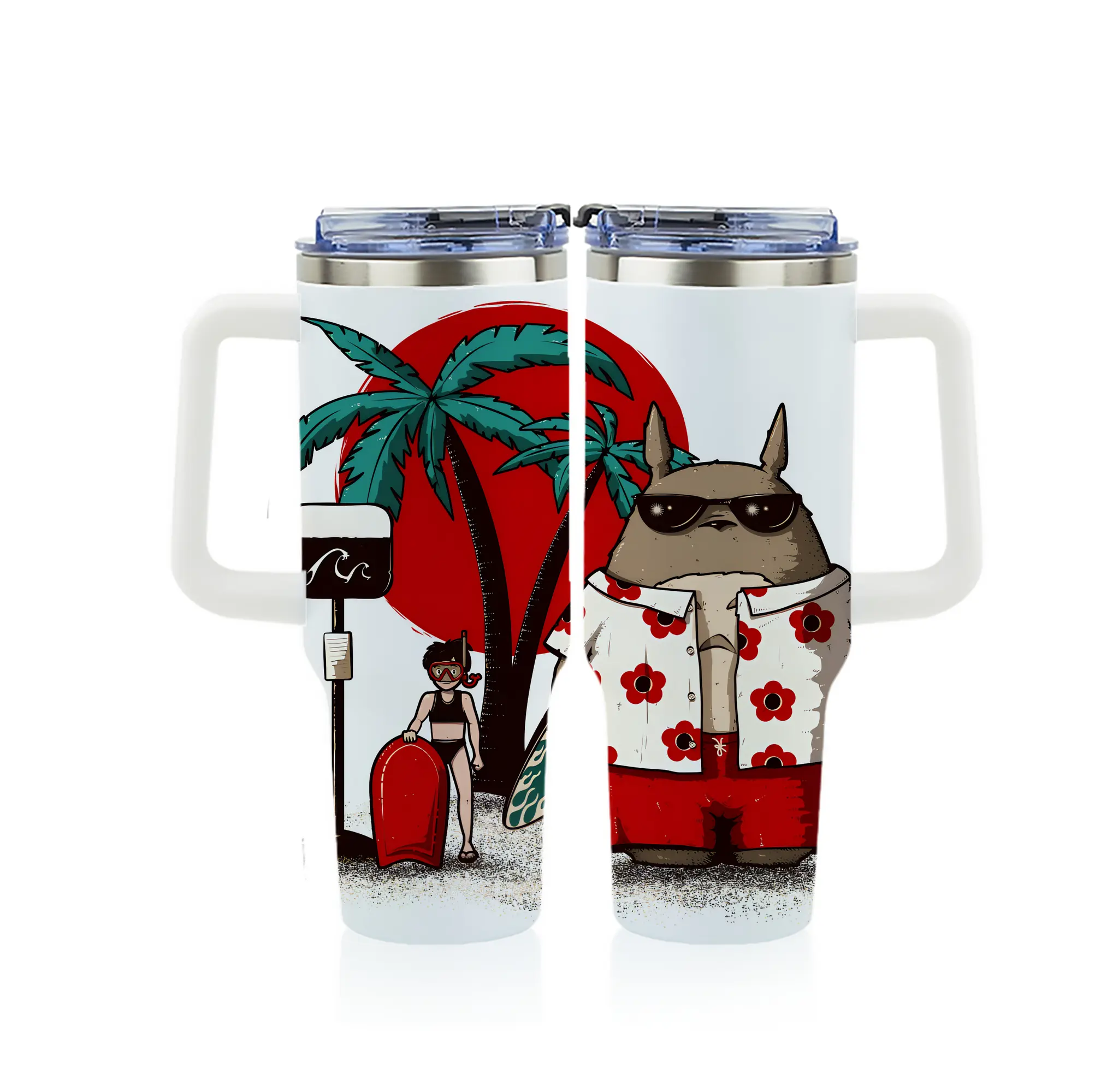 となりのトトロ グッズ トトロ - 1200mL フルプリント車用タンブラー ・ 304ステンレス 内側 ・ 201ステンレス 外側 ・ 保温 保冷 ・ 通勤 ドライブ アウトドア用