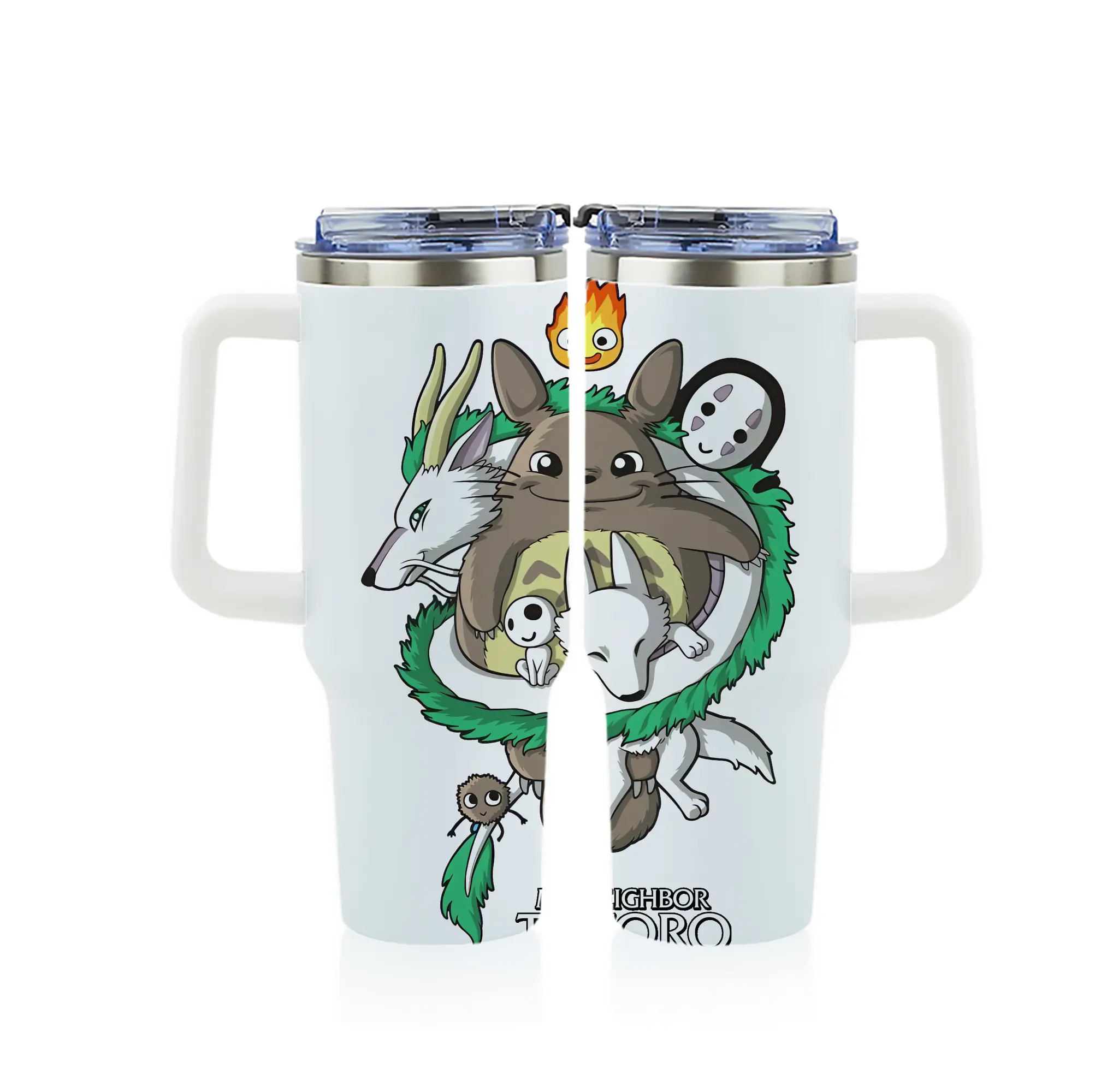 となりのトトロ グッズ トトロ - 1200mL フルプリント車用タンブラー ・ 304ステンレス 内側 ・ 201ステンレス 外側 ・ 保温 保冷 ・ 通勤 ドライブ アウトドア用