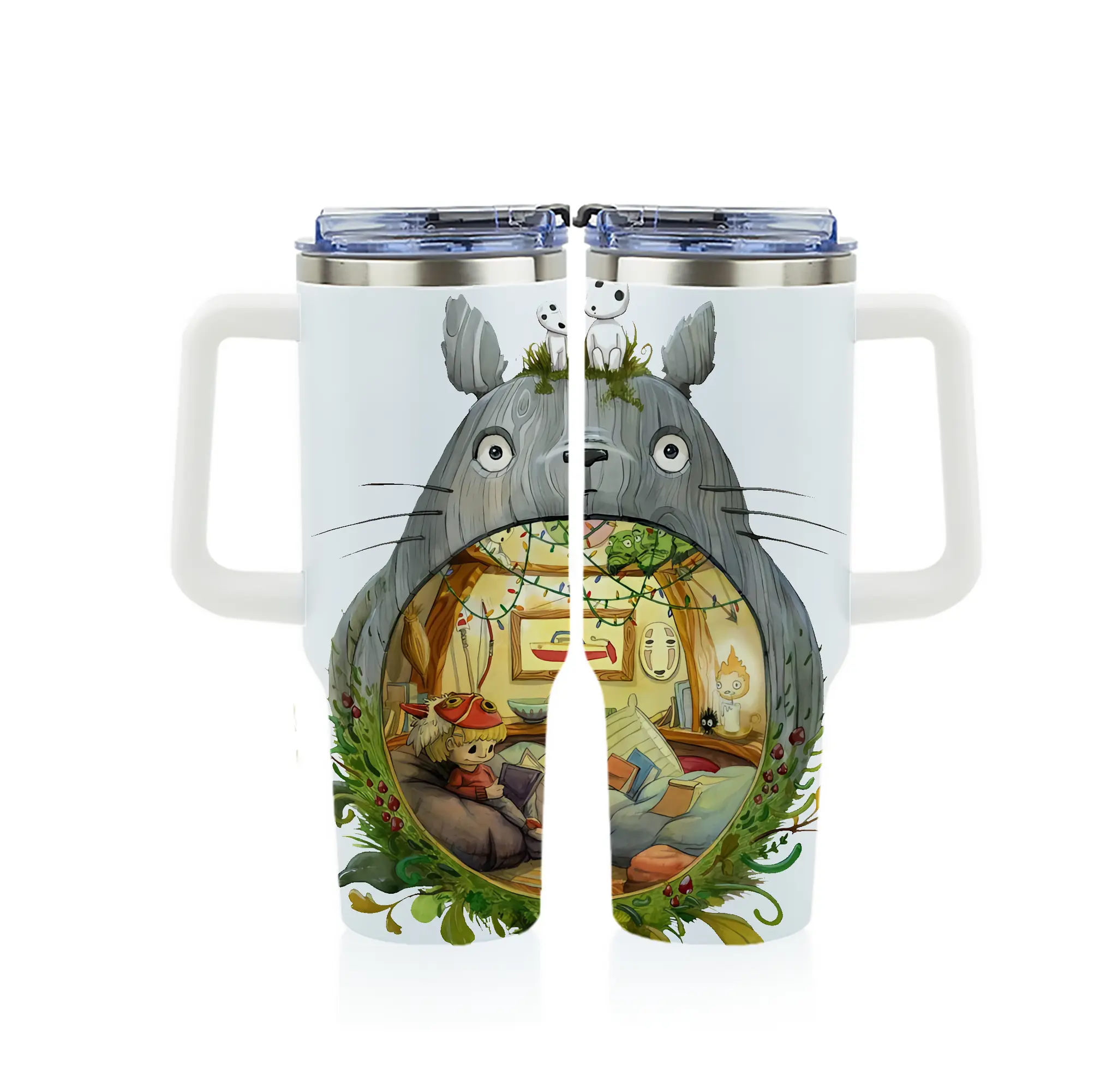 となりのトトロ グッズ トトロ - 1200mL フルプリント車用タンブラー ・ 304ステンレス 内側 ・ 201ステンレス 外側 ・ 保温 保冷 ・ 通勤 ドライブ アウトドア用