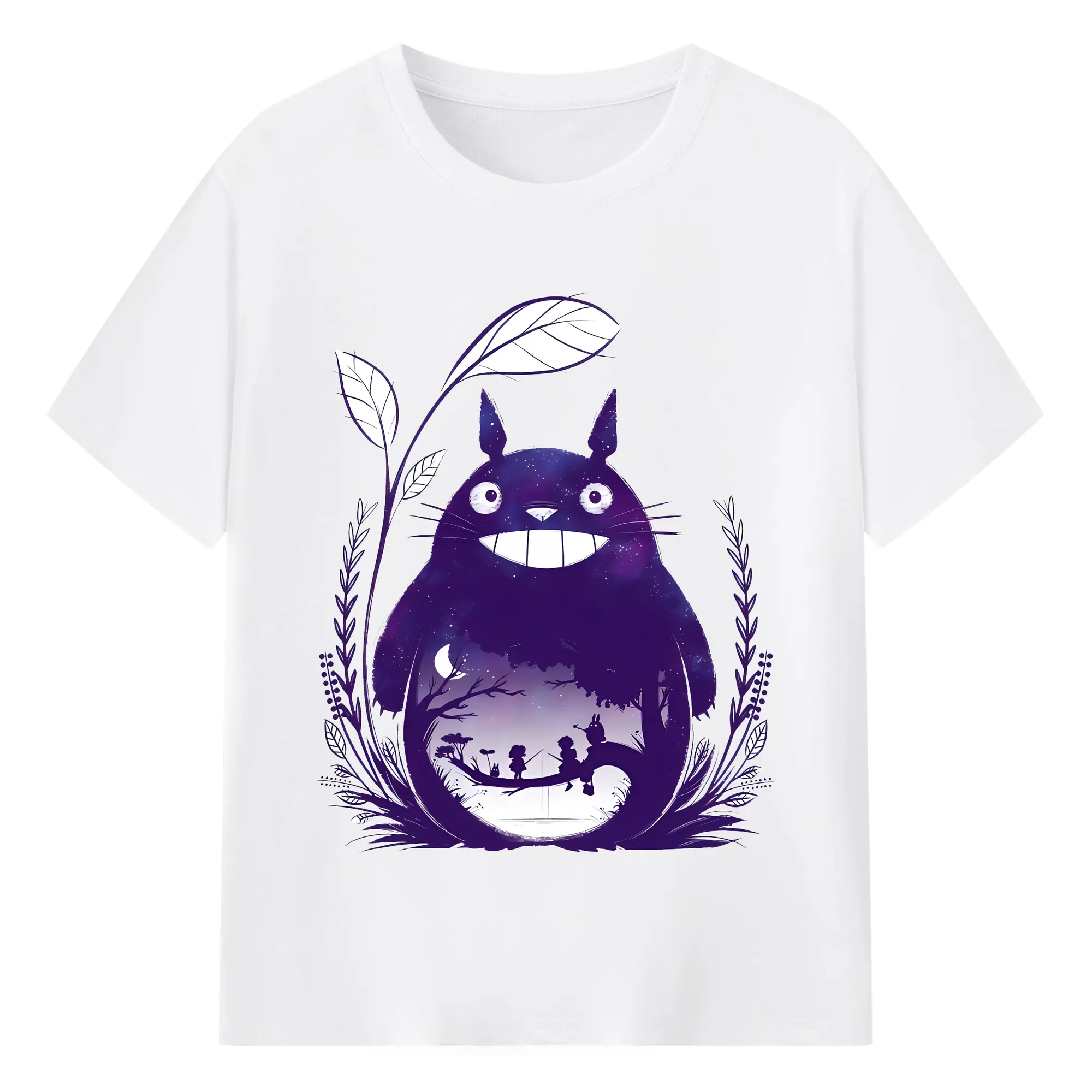 となりのトトロ グッズ トトロ - 綿100％ 半袖Tシャツ ・ フロントプリント ・ 快適 通気性 ・ 日常使い 散歩 スポーツ用