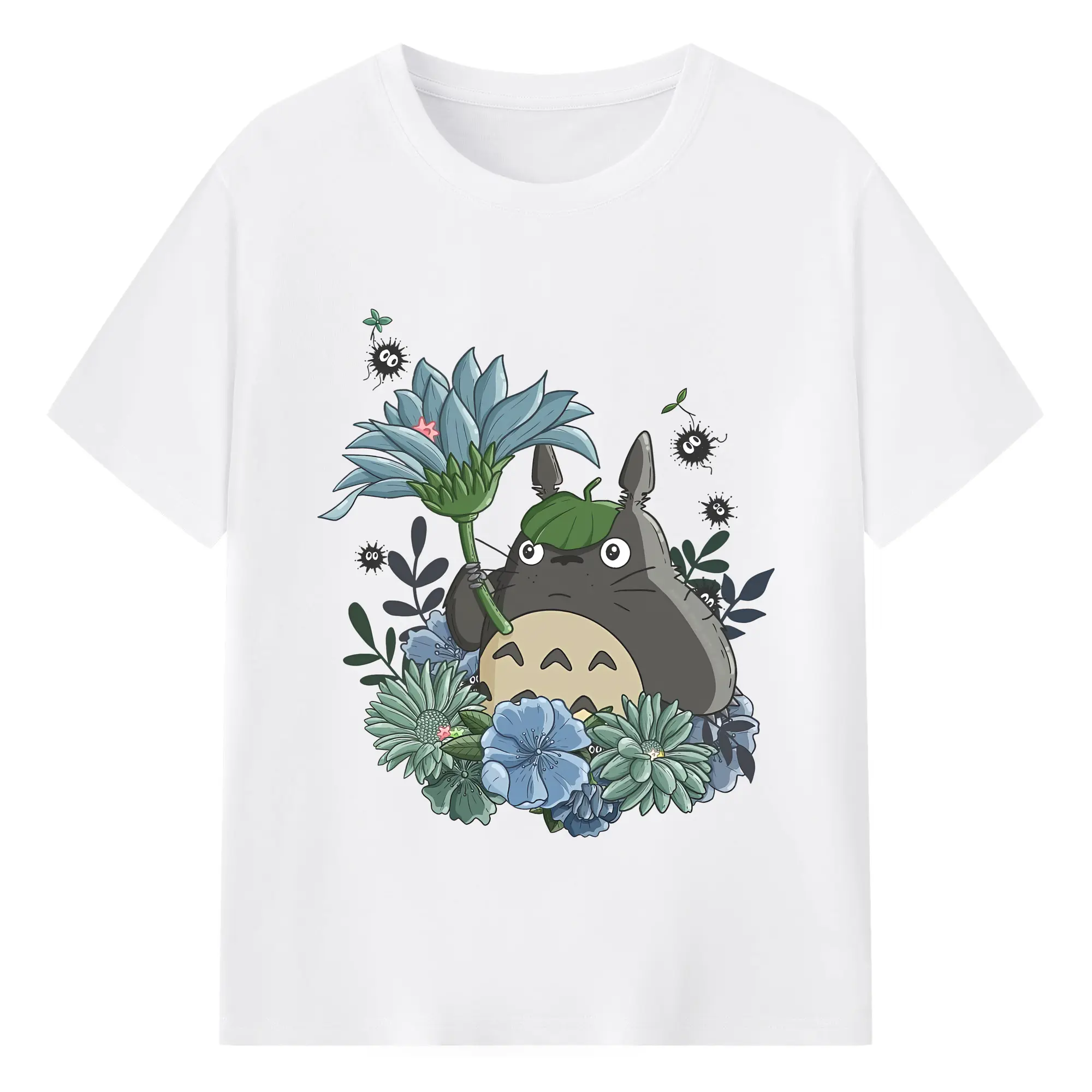 となりのトトロ グッズ トトロ - 綿100％ 半袖Tシャツ ・ フロントプリント ・ 快適 通気性 ・ 日常使い 散歩 スポーツ用