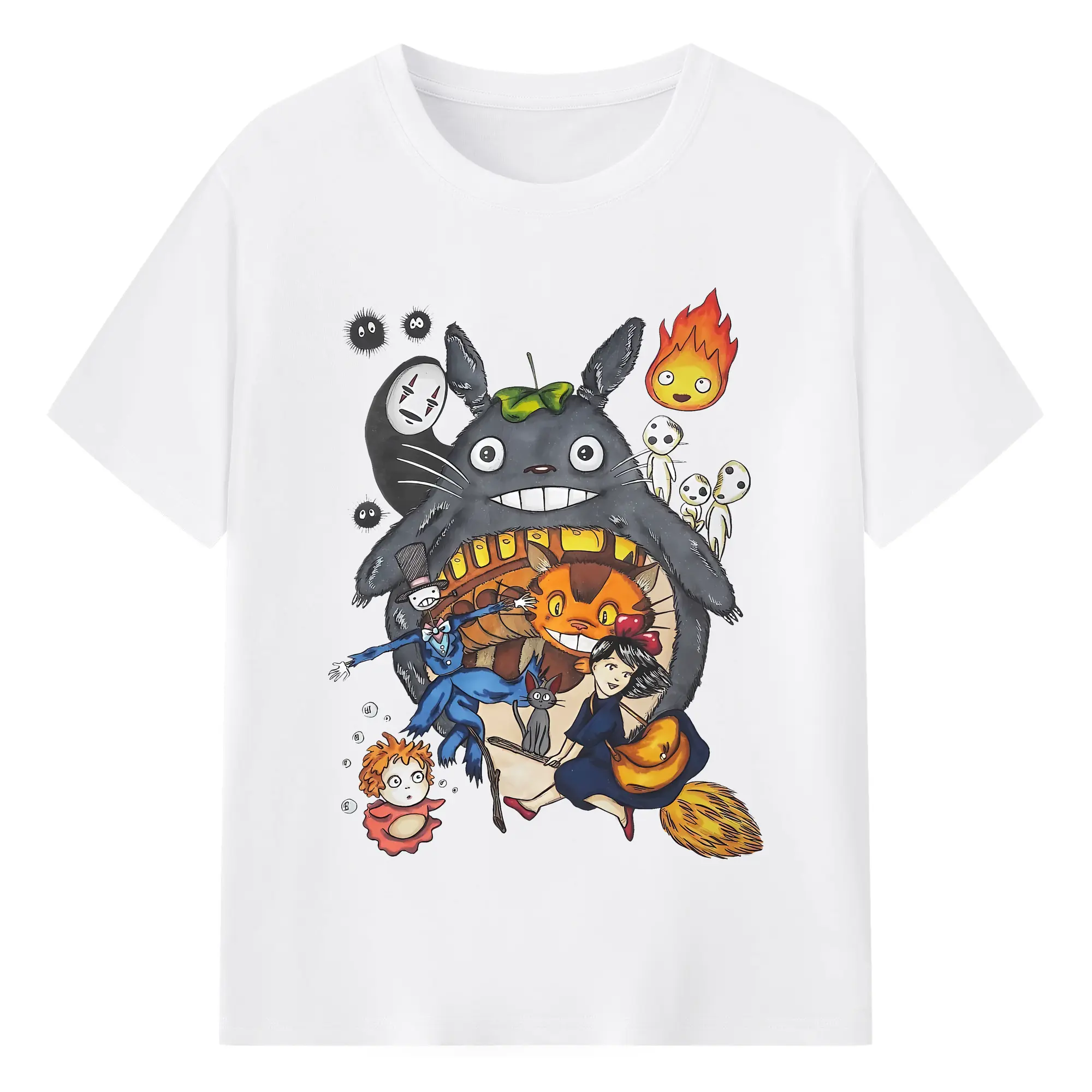 となりのトトロ グッズ トトロ - 綿100％ 半袖Tシャツ ・ フロントプリント ・ 快適 通気性 ・ 日常使い 散歩 スポーツ用