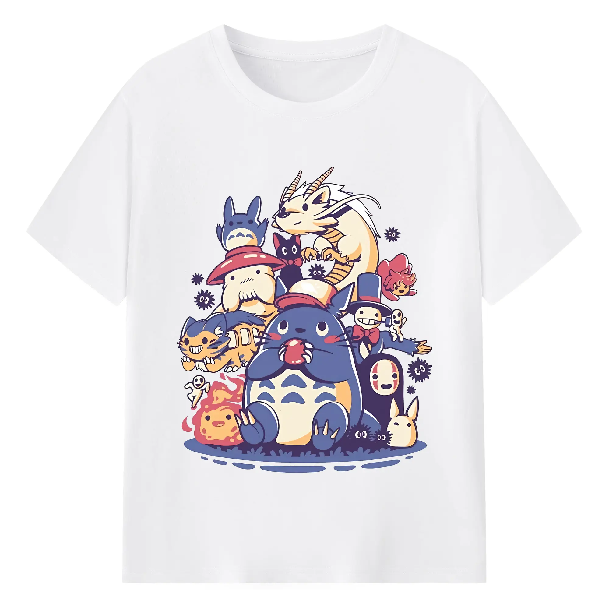 となりのトトロ グッズ トトロ - 綿100％ 半袖Tシャツ ・ フロントプリント ・ 快適 通気性 ・ 日常使い 散歩 スポーツ用