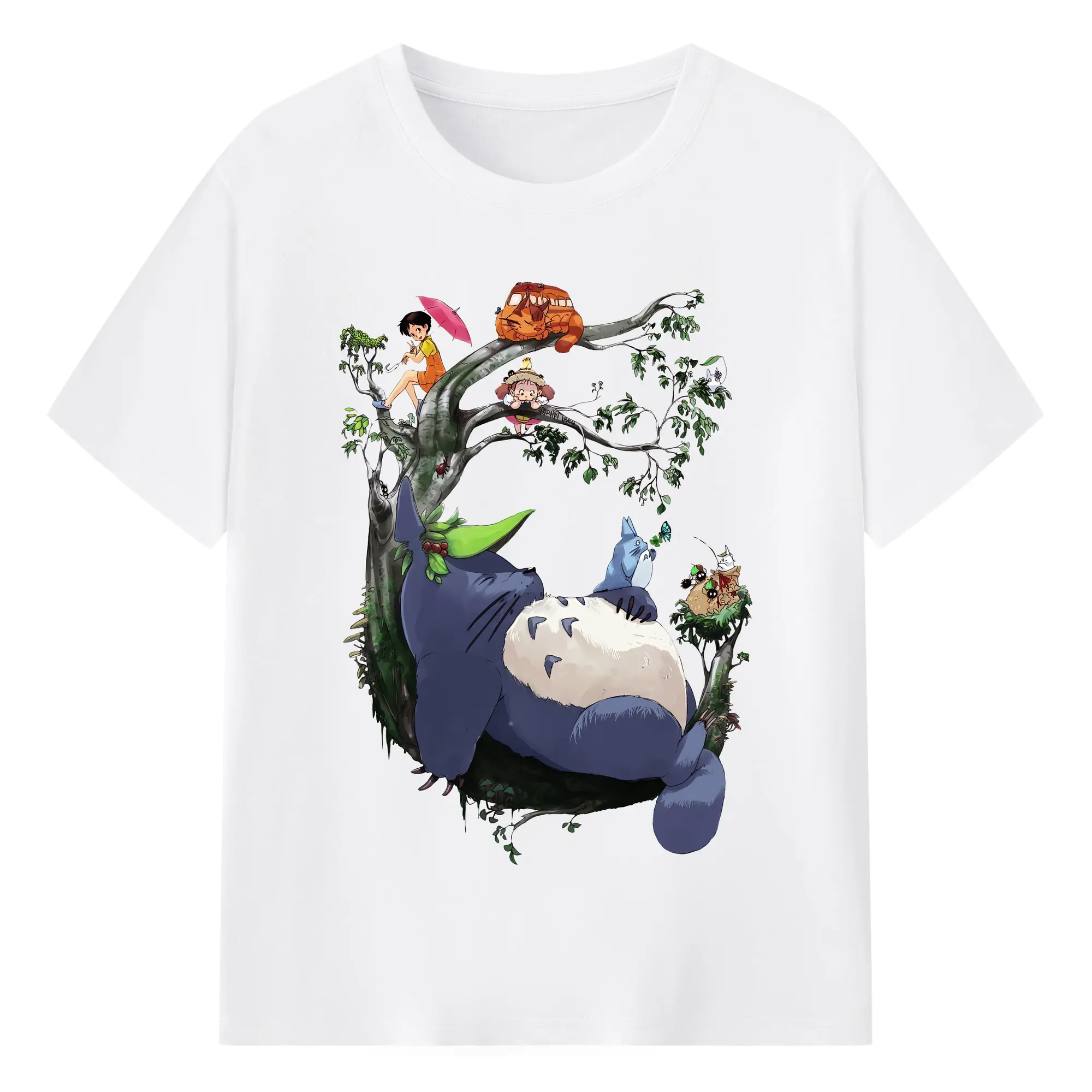 となりのトトロ グッズ トトロ - 綿100％ 半袖Tシャツ ・ フロントプリント ・ 快適 通気性 ・ 日常使い 散歩 スポーツ用