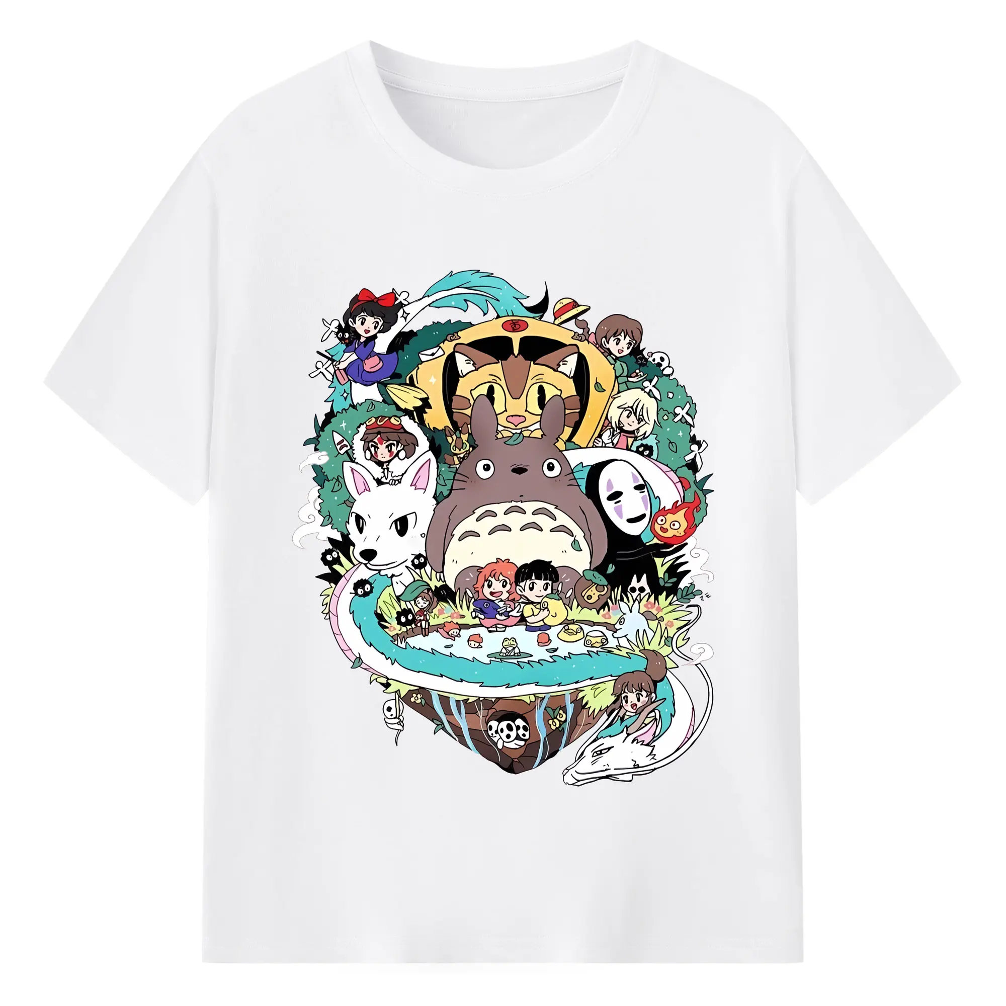 となりのトトロ グッズ トトロ - 綿100％ 半袖Tシャツ ・ フロントプリント ・ 快適 通気性 ・ 日常使い 散歩 スポーツ用