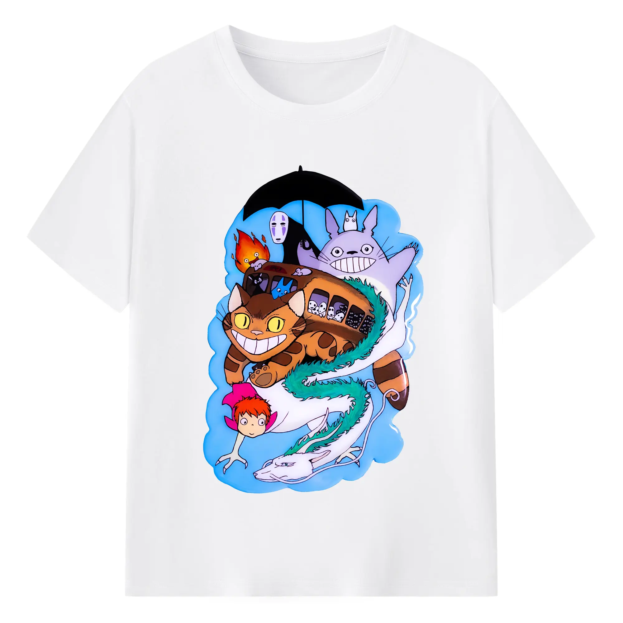 となりのトトロ グッズ トトロ - 綿100％ 半袖Tシャツ ・ フロントプリント ・ 快適 通気性 ・ 日常使い 散歩 スポーツ用