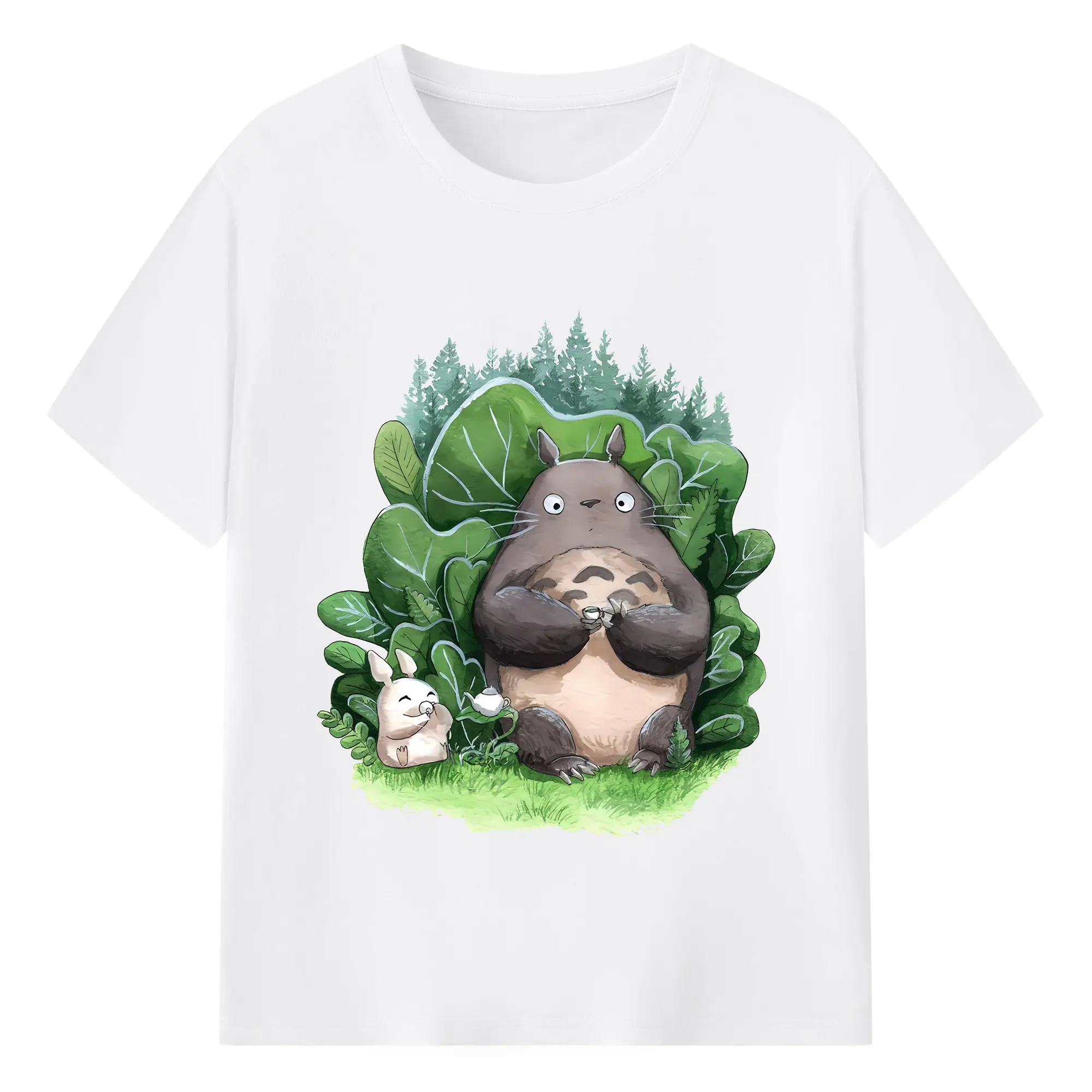 となりのトトロ グッズ トトロ - 綿100％ 半袖Tシャツ ・ フロントプリント ・ 快適 通気性 ・ 日常使い 散歩 スポーツ用