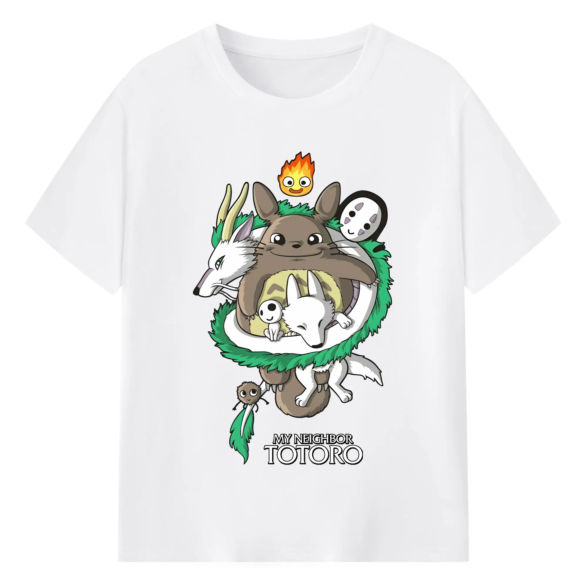 となりのトトロ グッズ トトロ - 綿100％ 半袖Tシャツ ・ フロントプリント ・ 快適 通気性 ・ 日常使い 散歩 スポーツ用