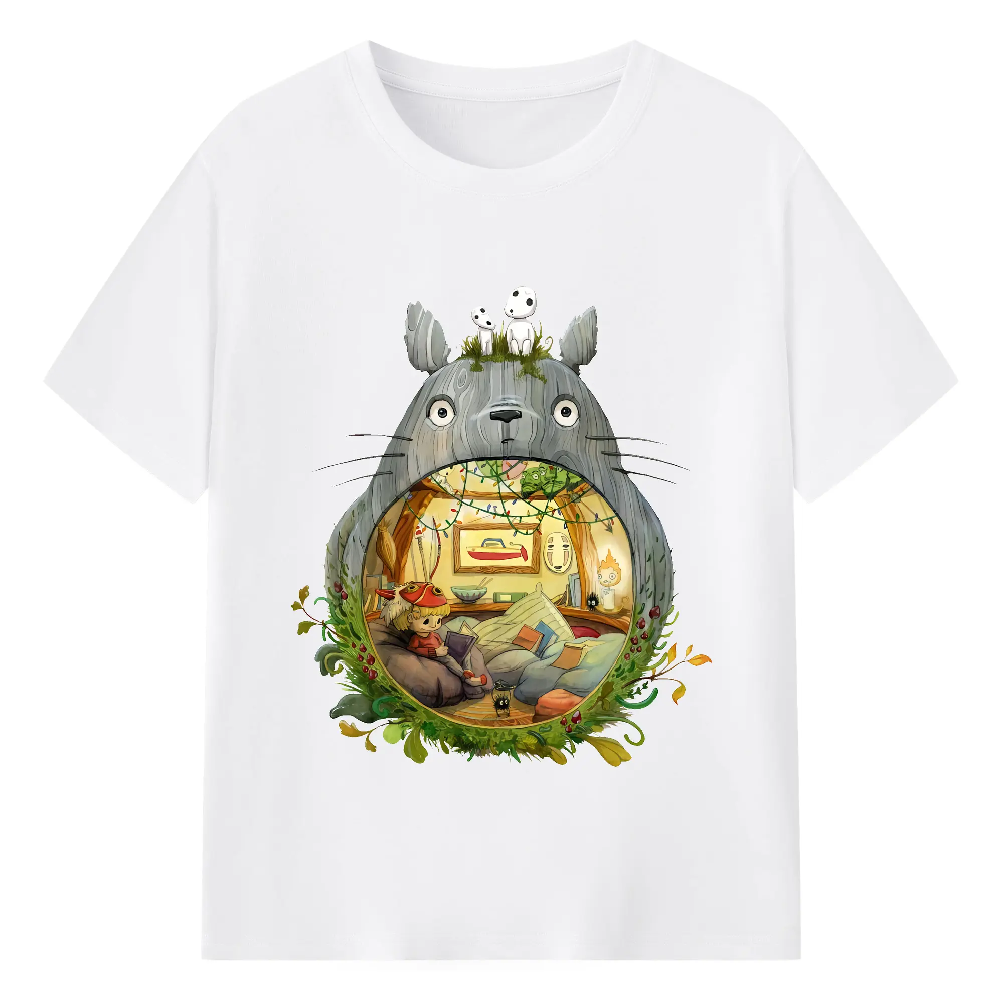 となりのトトロ グッズ トトロ - 綿100％ 半袖Tシャツ ・ フロントプリント ・ 快適 通気性 ・ 日常使い 散歩 スポーツ用