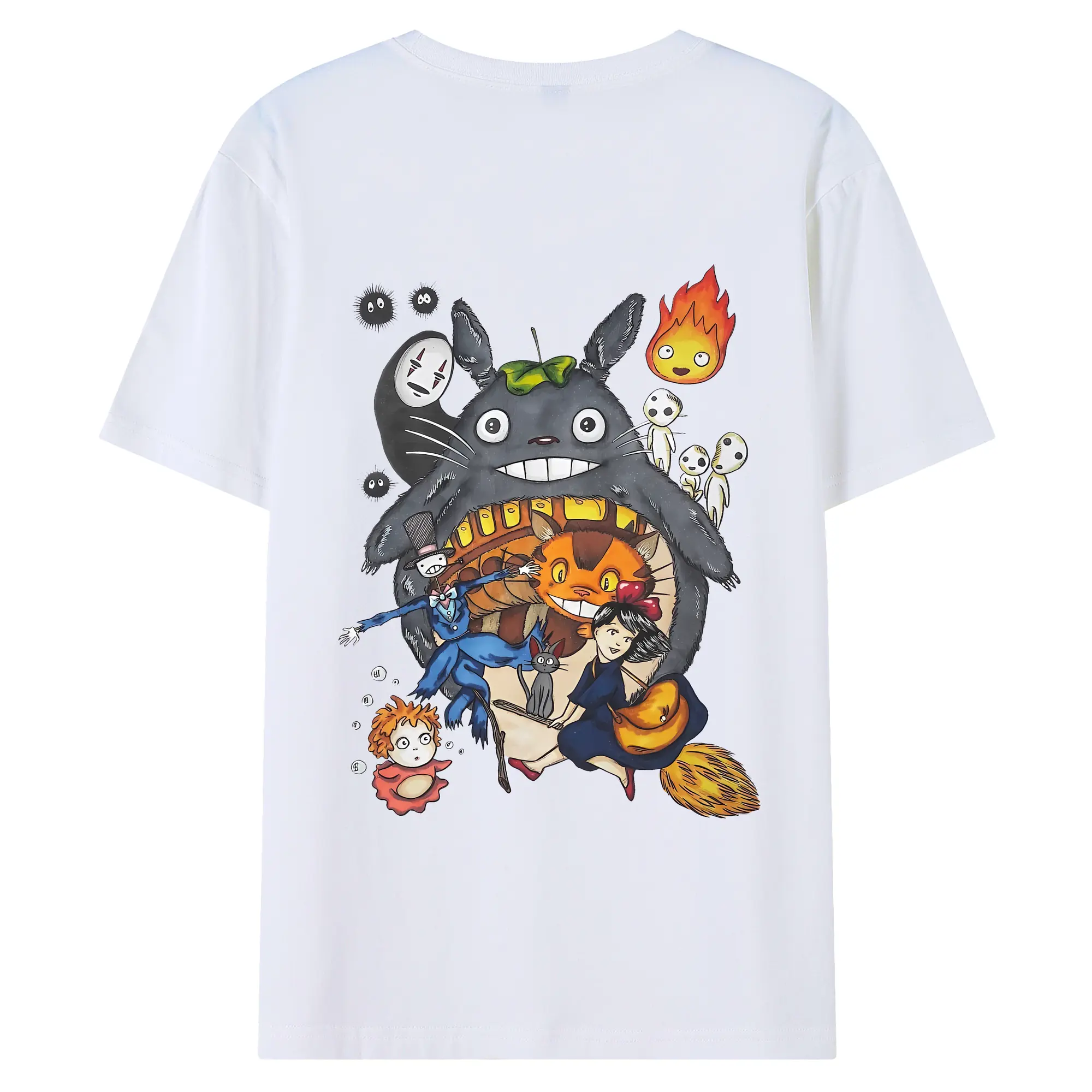 となりのトトロ グッズ トトロ - 綿100％ 半袖Tシャツ ・ バックプリント ・ 快適 通気性 ・ 日常使い 散歩 スポーツ用