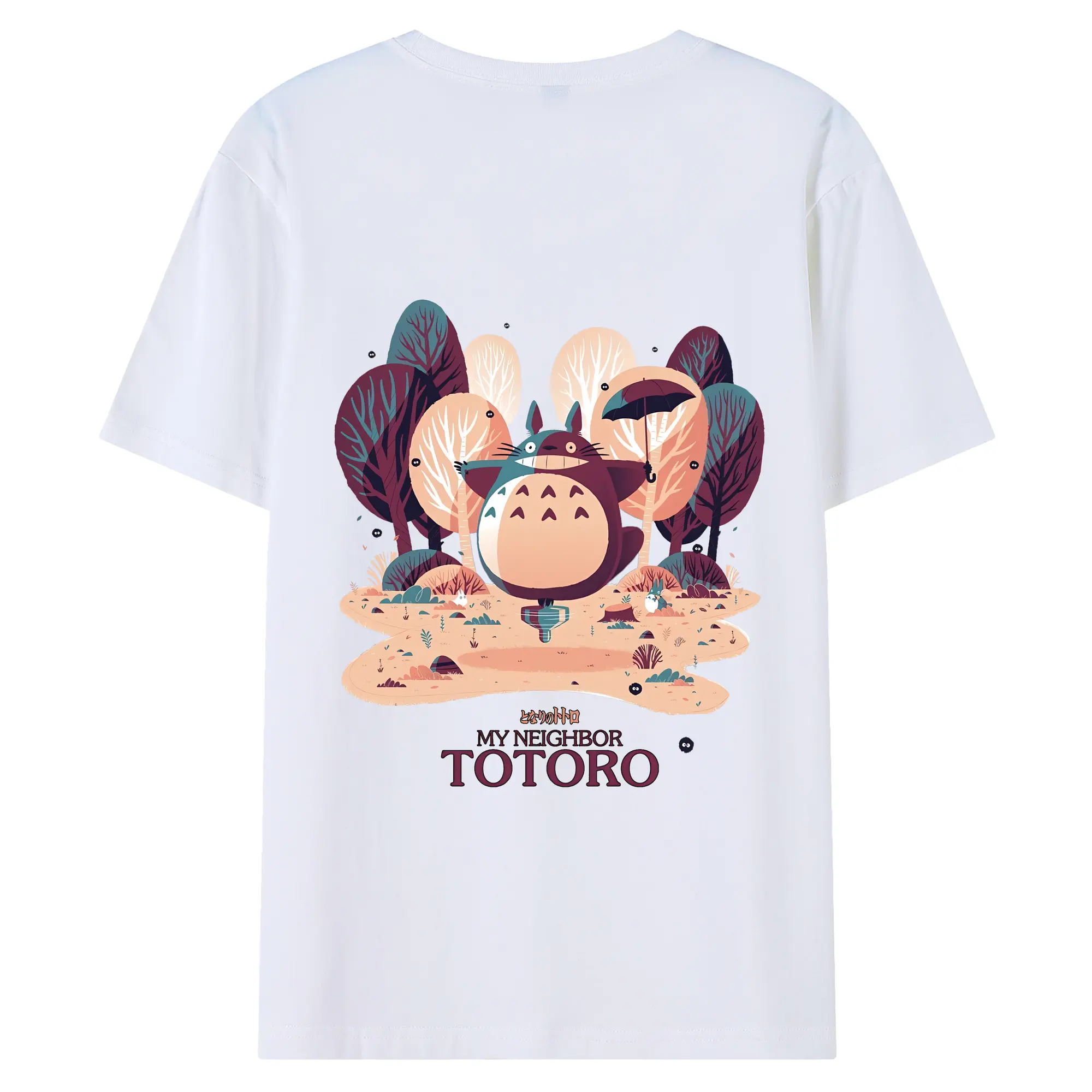 となりのトトロ グッズ トトロ - 綿100％ 半袖Tシャツ ・ バックプリント ・ 快適 通気性 ・ 日常使い 散歩 スポーツ用