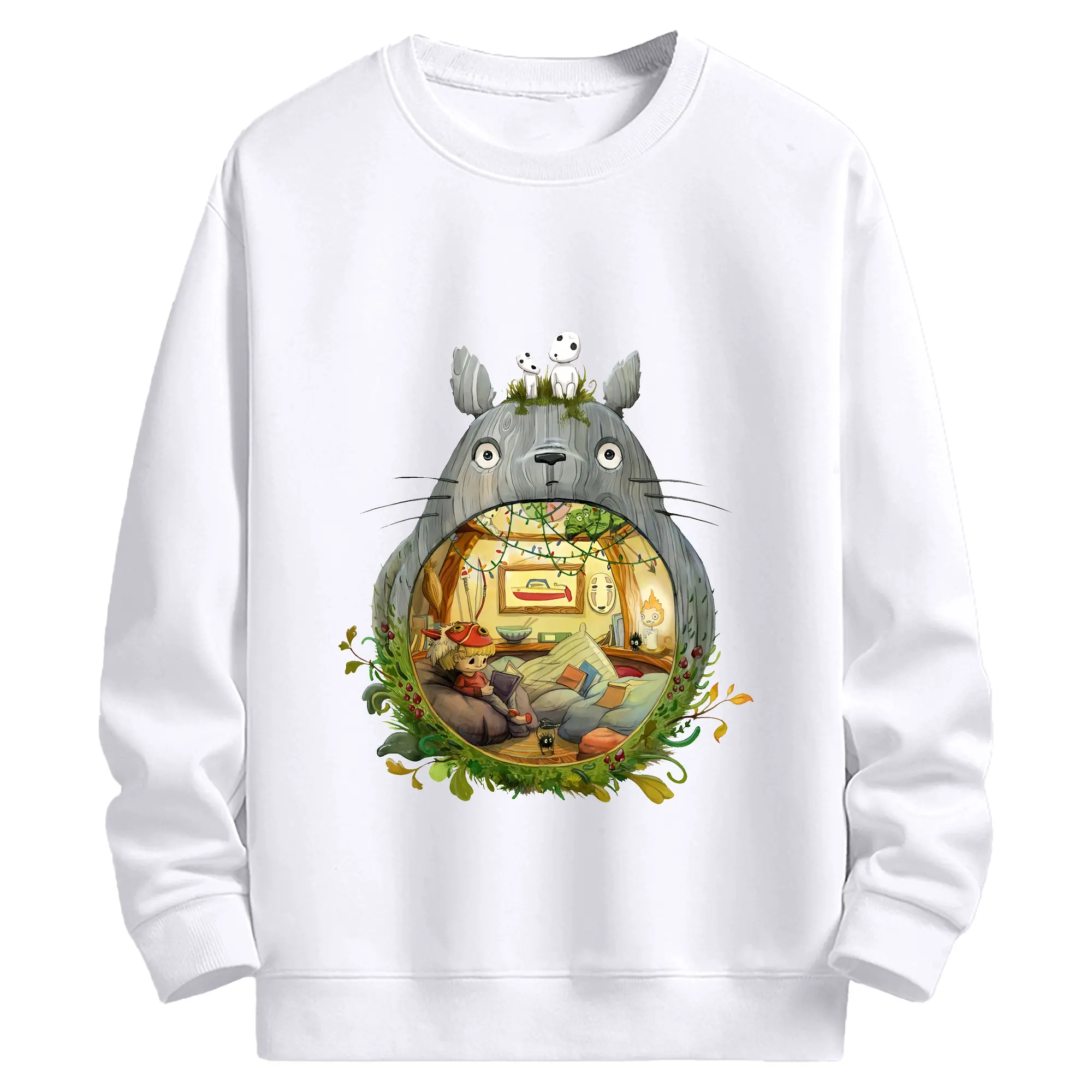 となりのトトロ グッズ トトロ - 高品質 クルーネック スウェット ・ コットン59％ ポリエステル41％ ・ ユニセックス 長袖 トレーナー ・ カジュアル デイリー スポーツ 散歩用