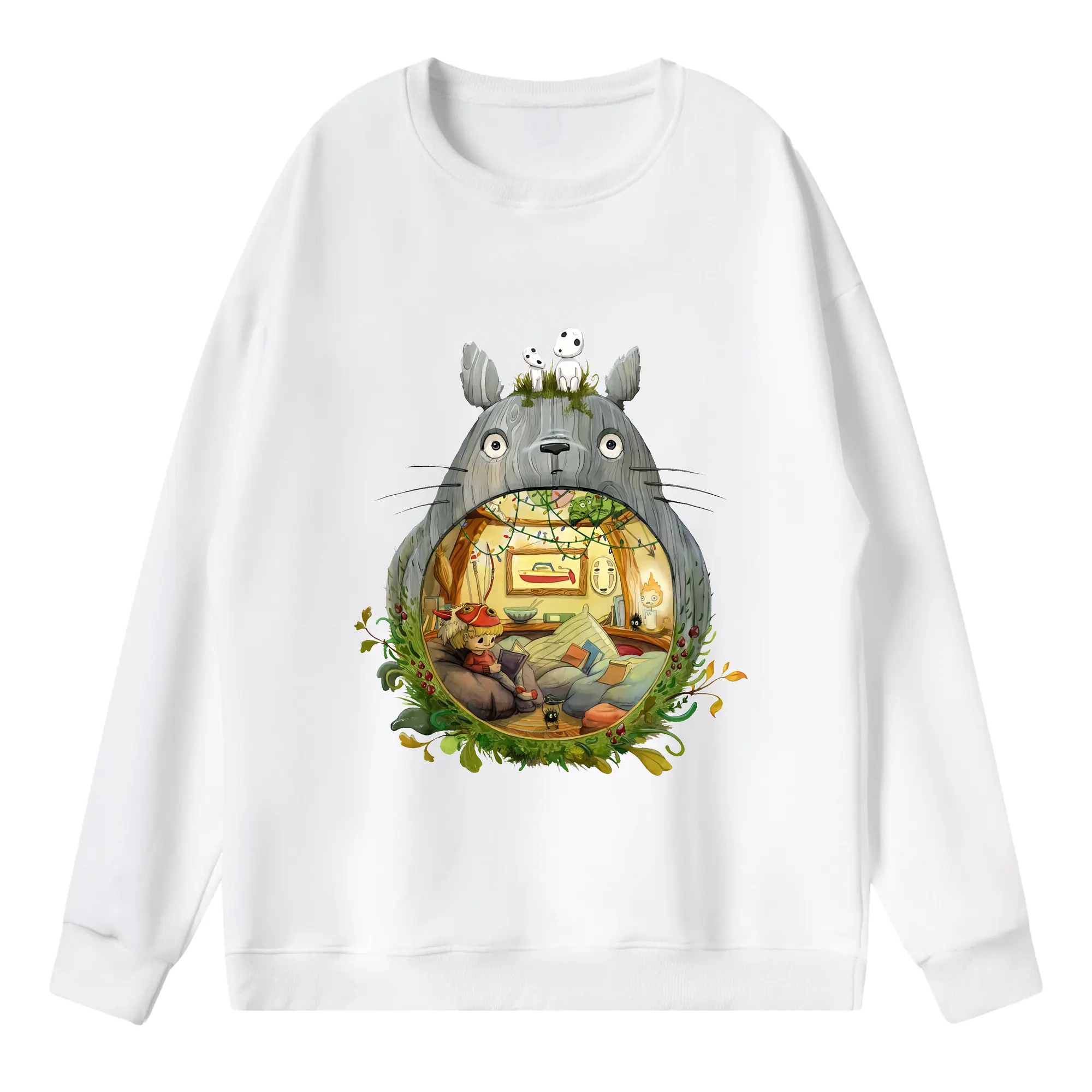 となりのトトロ グッズ トトロ - 薄手 クルーネック スウェット 裏毛260g · ポリエステル 春秋向け カジュアル 男女兼用 · トレーナー デイリー スポーツ 散歩に最適