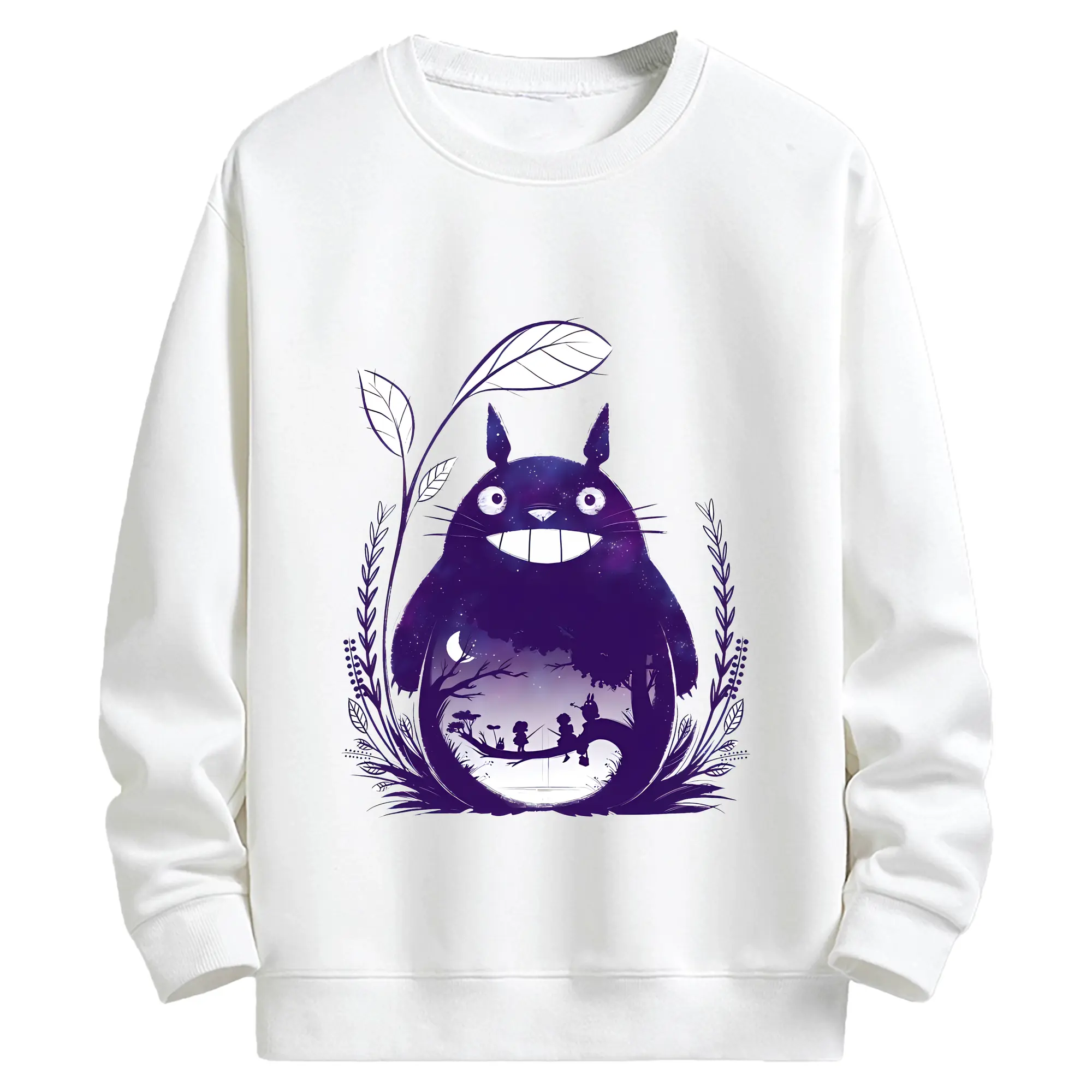 となりのトトロ グッズ トトロ - キッズ クルーネックスウェットシャツ ・ フロントプリント ・ 綿80％ ポリエステル20％ ・ 快適 通学 スポーツ 日常使い お散歩用