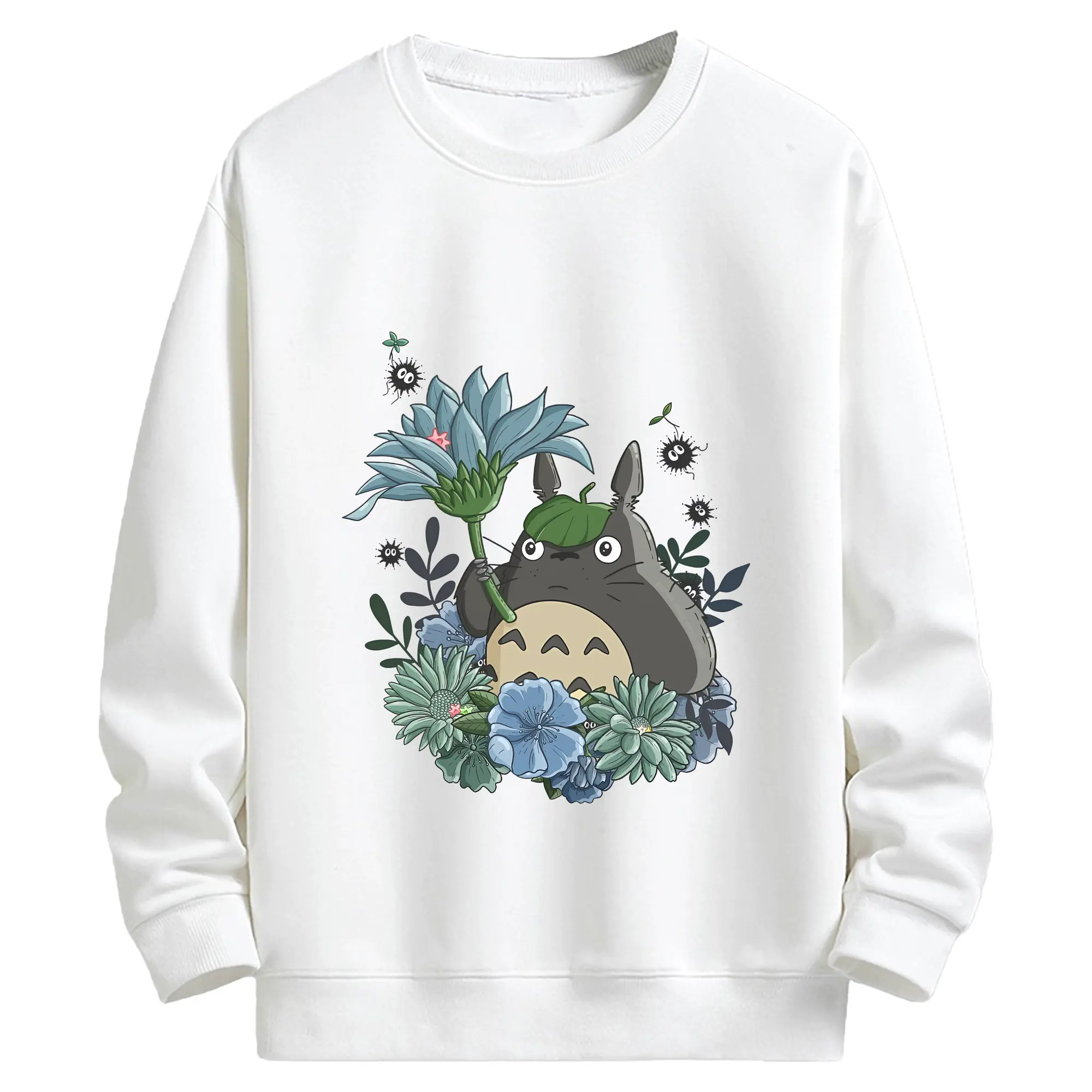 となりのトトロ グッズ トトロ - キッズ クルーネックスウェットシャツ ・ フロントプリント ・ 綿80％ ポリエステル20％ ・ 快適 通学 スポーツ 日常使い お散歩用