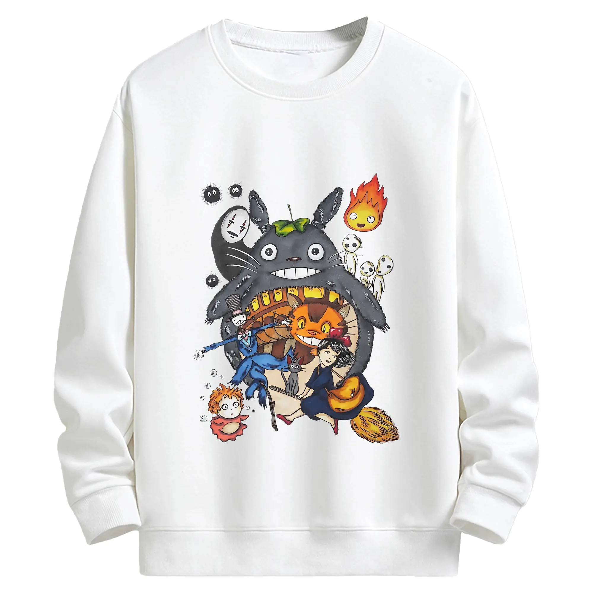 となりのトトロ グッズ トトロ - キッズ クルーネックスウェットシャツ ・ フロントプリント ・ 綿80％ ポリエステル20％ ・ 快適 通学 スポーツ 日常使い お散歩用