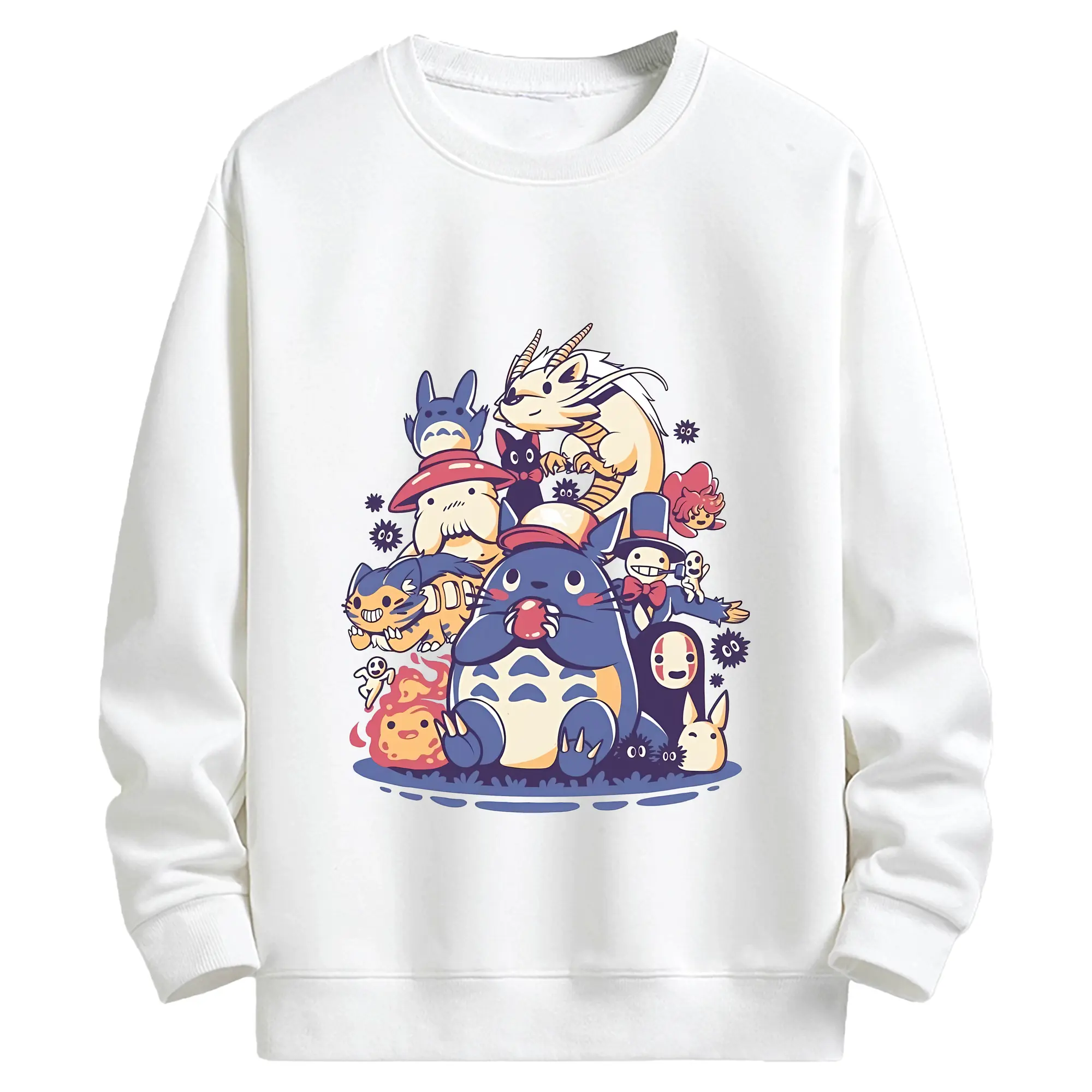 となりのトトロ グッズ トトロ - キッズ クルーネックスウェットシャツ ・ フロントプリント ・ 綿80％ ポリエステル20％ ・ 快適 通学 スポーツ 日常使い お散歩用