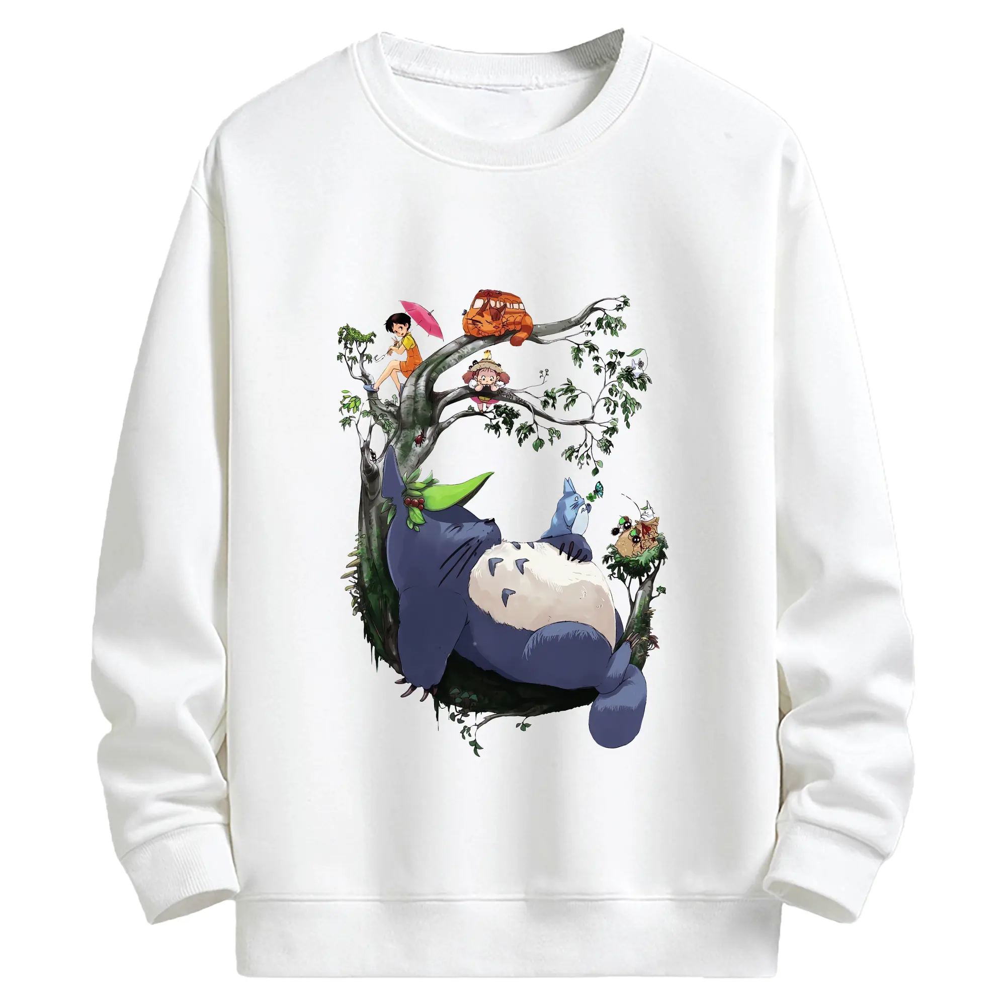 となりのトトロ グッズ トトロ - キッズ クルーネックスウェットシャツ ・ フロントプリント ・ 綿80％ ポリエステル20％ ・ 快適 通学 スポーツ 日常使い お散歩用