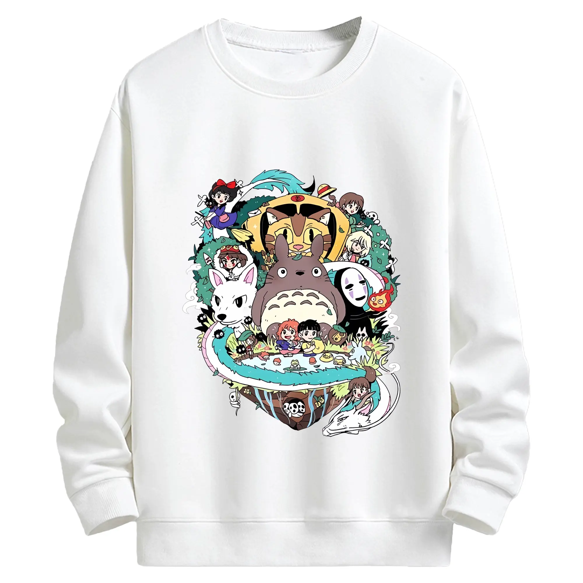 となりのトトロ グッズ トトロ - キッズ クルーネックスウェットシャツ ・ フロントプリント ・ 綿80％ ポリエステル20％ ・ 快適 通学 スポーツ 日常使い お散歩用