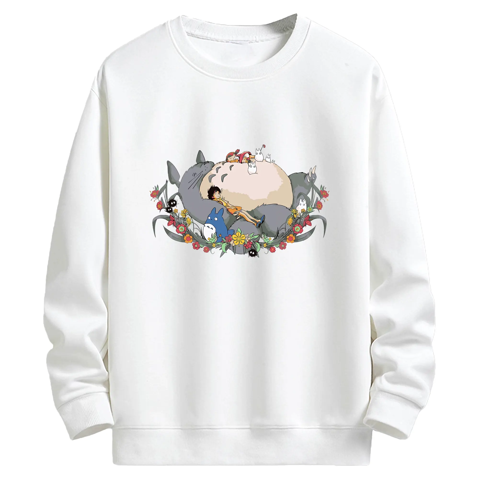 となりのトトロ グッズ トトロ - キッズ クルーネックスウェットシャツ ・ フロントプリント ・ 綿80％ ポリエステル20％ ・ 快適 通学 スポーツ 日常使い お散歩用