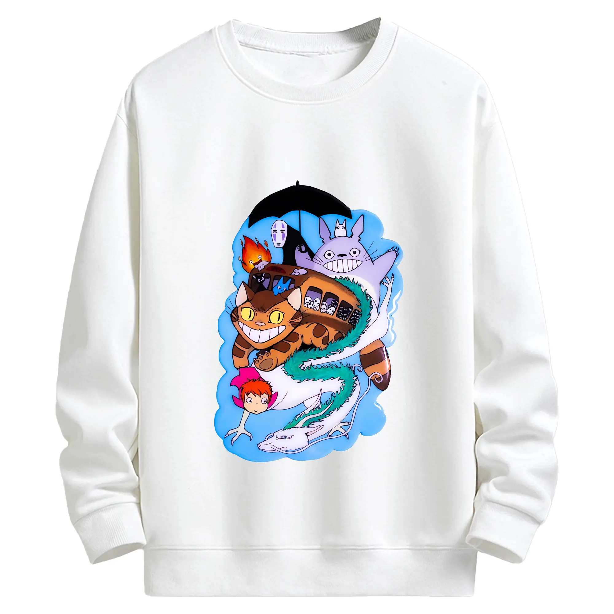 となりのトトロ グッズ トトロ - キッズ クルーネックスウェットシャツ ・ フロントプリント ・ 綿80％ ポリエステル20％ ・ 快適 通学 スポーツ 日常使い お散歩用