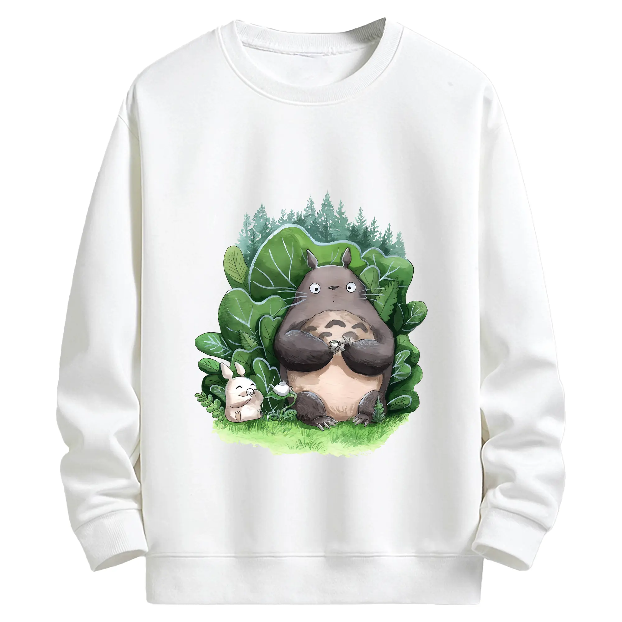 となりのトトロ グッズ トトロ - キッズ クルーネックスウェットシャツ ・ フロントプリント ・ 綿80％ ポリエステル20％ ・ 快適 通学 スポーツ 日常使い お散歩用