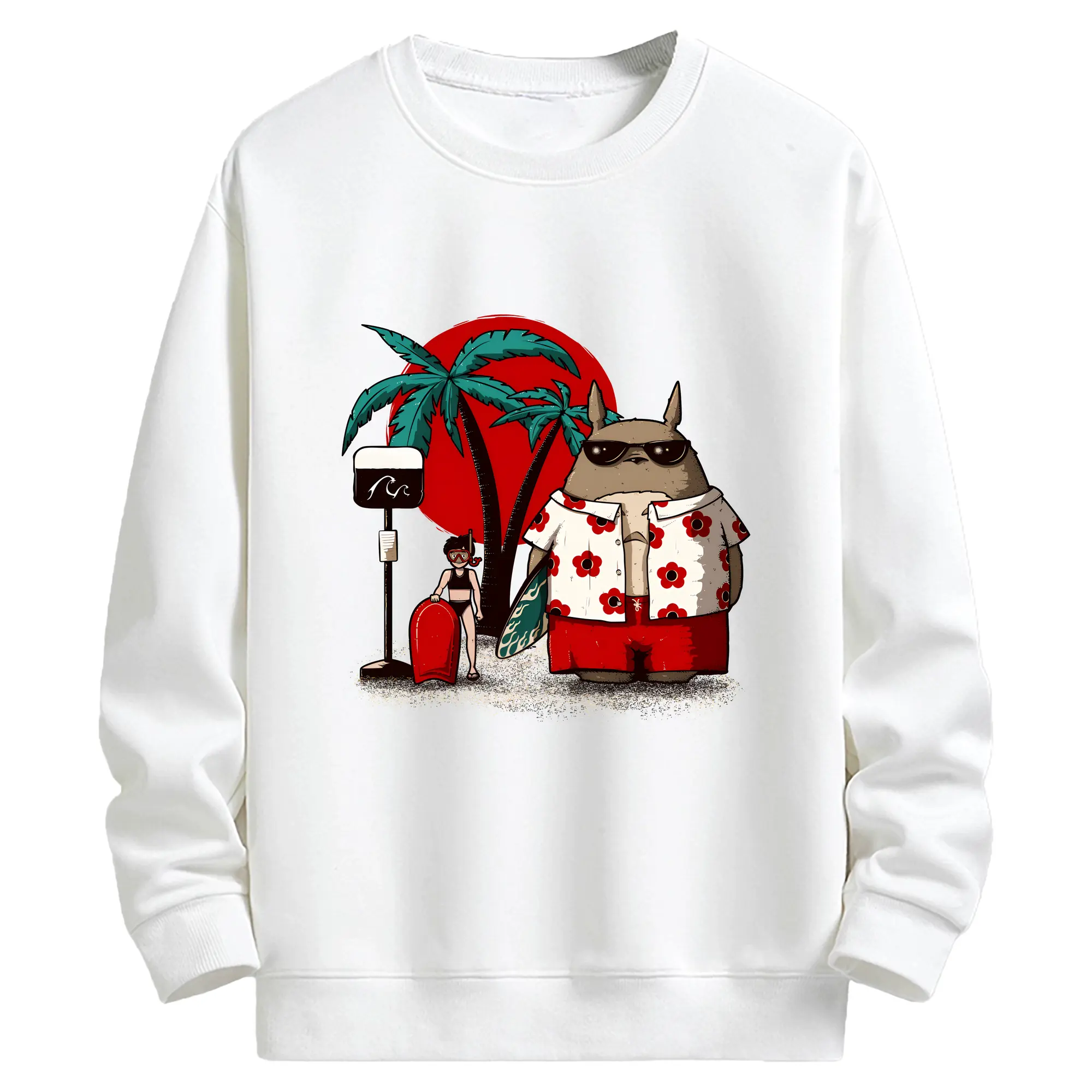 となりのトトロ グッズ トトロ - キッズ クルーネックスウェットシャツ ・ フロントプリント ・ 綿80％ ポリエステル20％ ・ 快適 通学 スポーツ 日常使い お散歩用