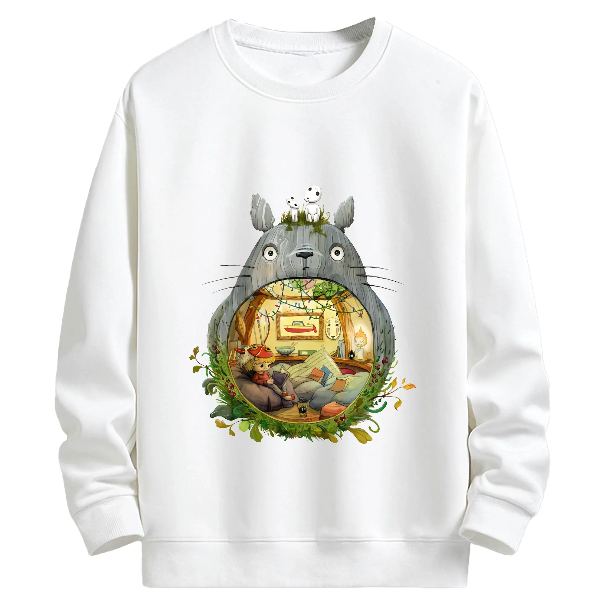となりのトトロ グッズ トトロ - キッズ クルーネックスウェットシャツ ・ フロントプリント ・ 綿80％ ポリエステル20％ ・ 快適 通学 スポーツ 日常使い お散歩用