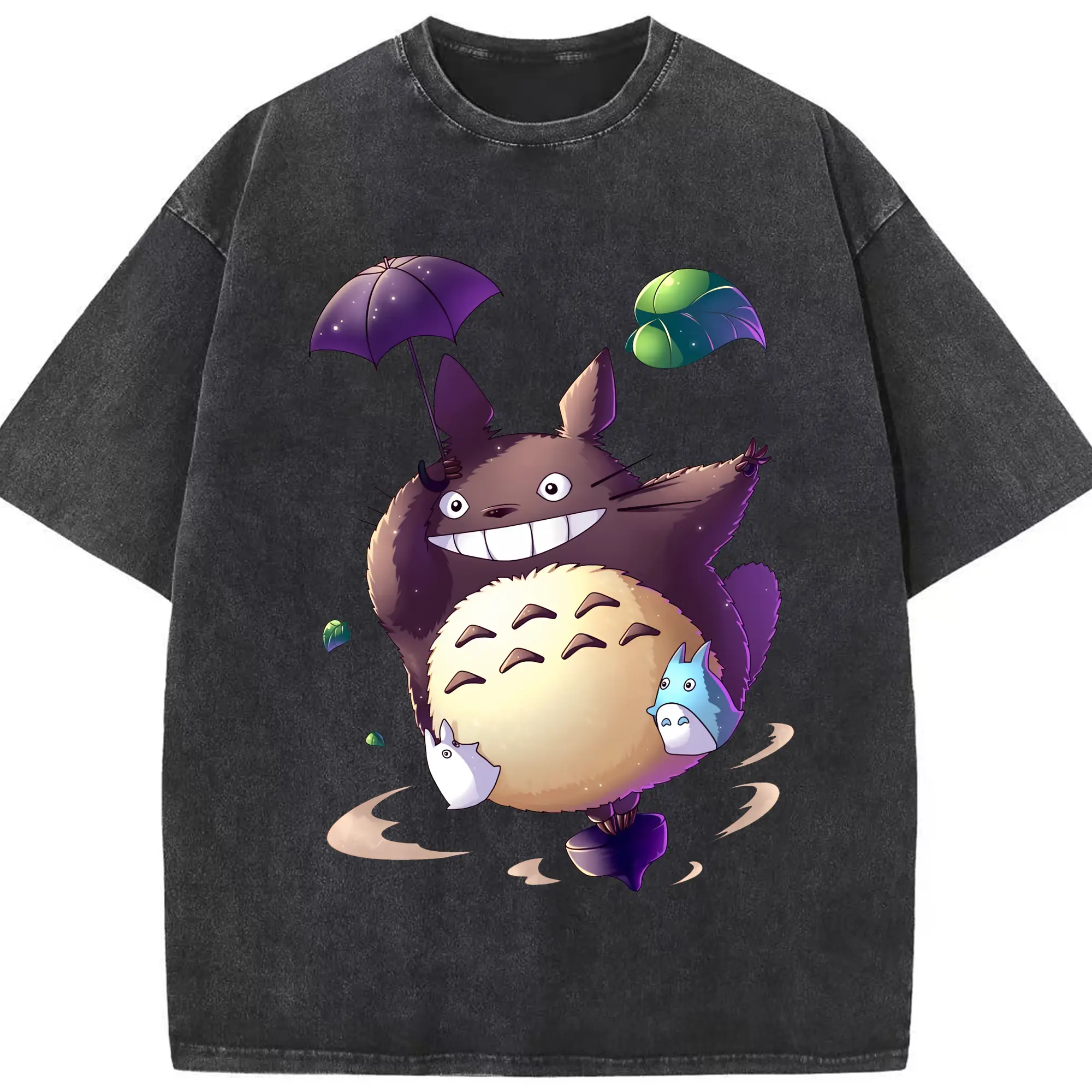 となりのトトロ グッズ トトロ - 綿100％ ヴィンテージ風 半袖Tシャツ ・ フロントプリント ・ 柔らか肌触り ・ 通気性 快適 ・ スポーツ カジュアル 外出用