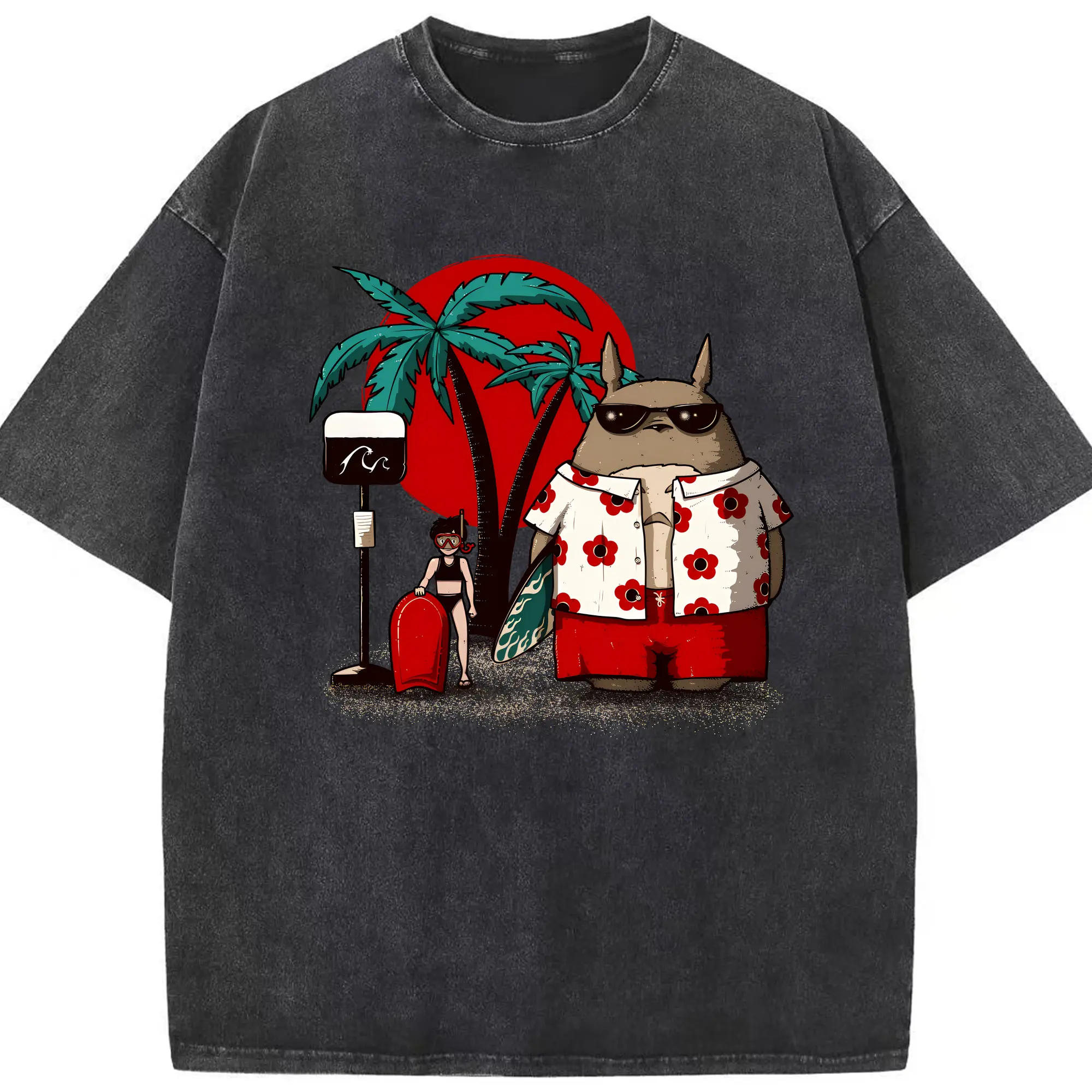 となりのトトロ グッズ トトロ - 綿100％ ヴィンテージ風 半袖Tシャツ ・ フロントプリント ・ 柔らか肌触り ・ 通気性 快適 ・ スポーツ カジュアル 外出用