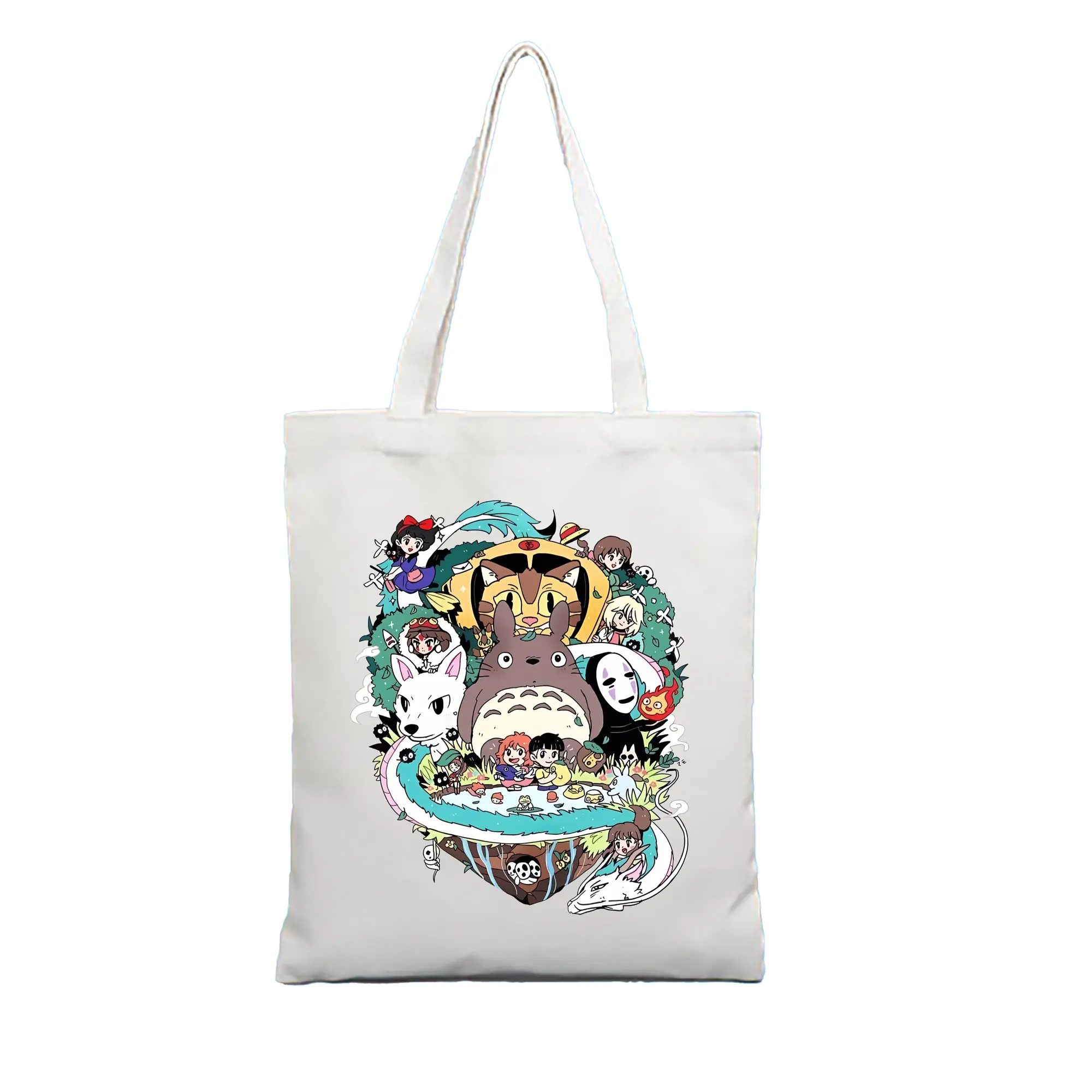 となりのトトロ グッズ トトロ - 縦型キャンバス手提げバッグ（トートバッグ） ・ キャンバス素材 ・ ショッピング用 ・ 軽量 丈夫 お手入れ簡単