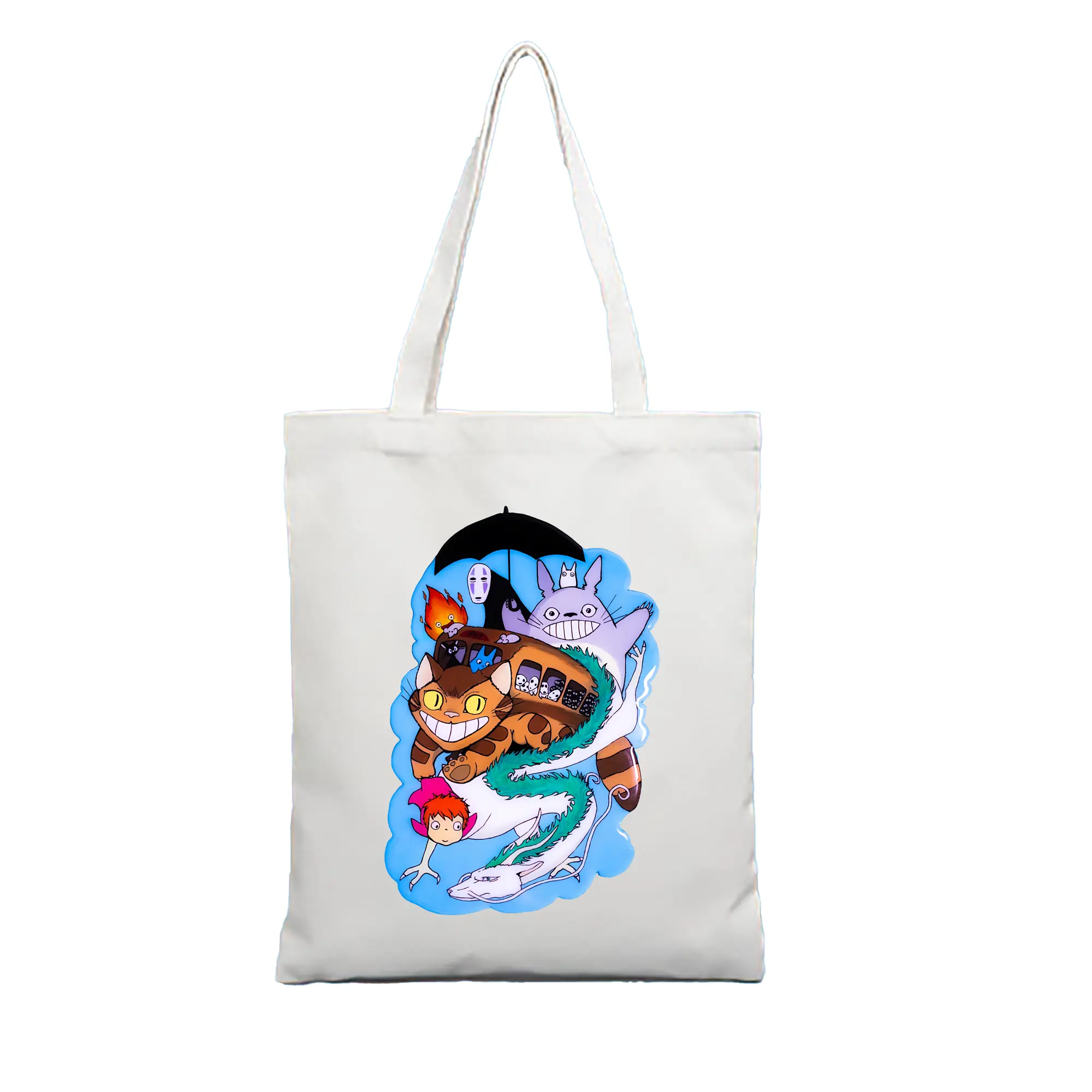 となりのトトロ グッズ トトロ - 縦型キャンバス手提げバッグ（トートバッグ） ・ キャンバス素材 ・ ショッピング用 ・ 軽量 丈夫 お手入れ簡単