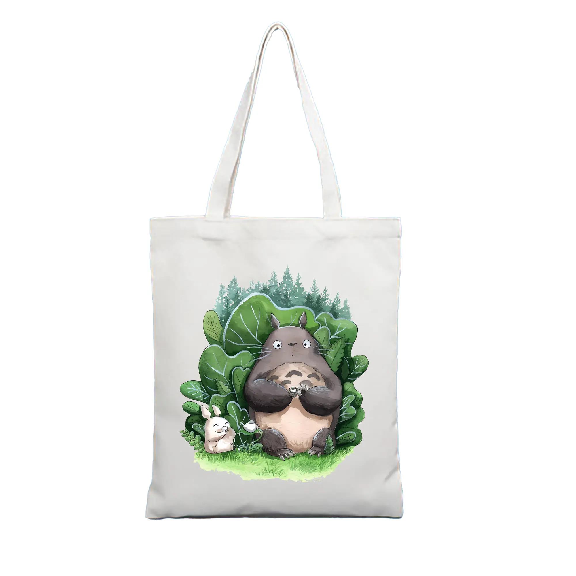 となりのトトロ グッズ トトロ - 縦型キャンバス手提げバッグ（トートバッグ） ・ キャンバス素材 ・ ショッピング用 ・ 軽量 丈夫 お手入れ簡単