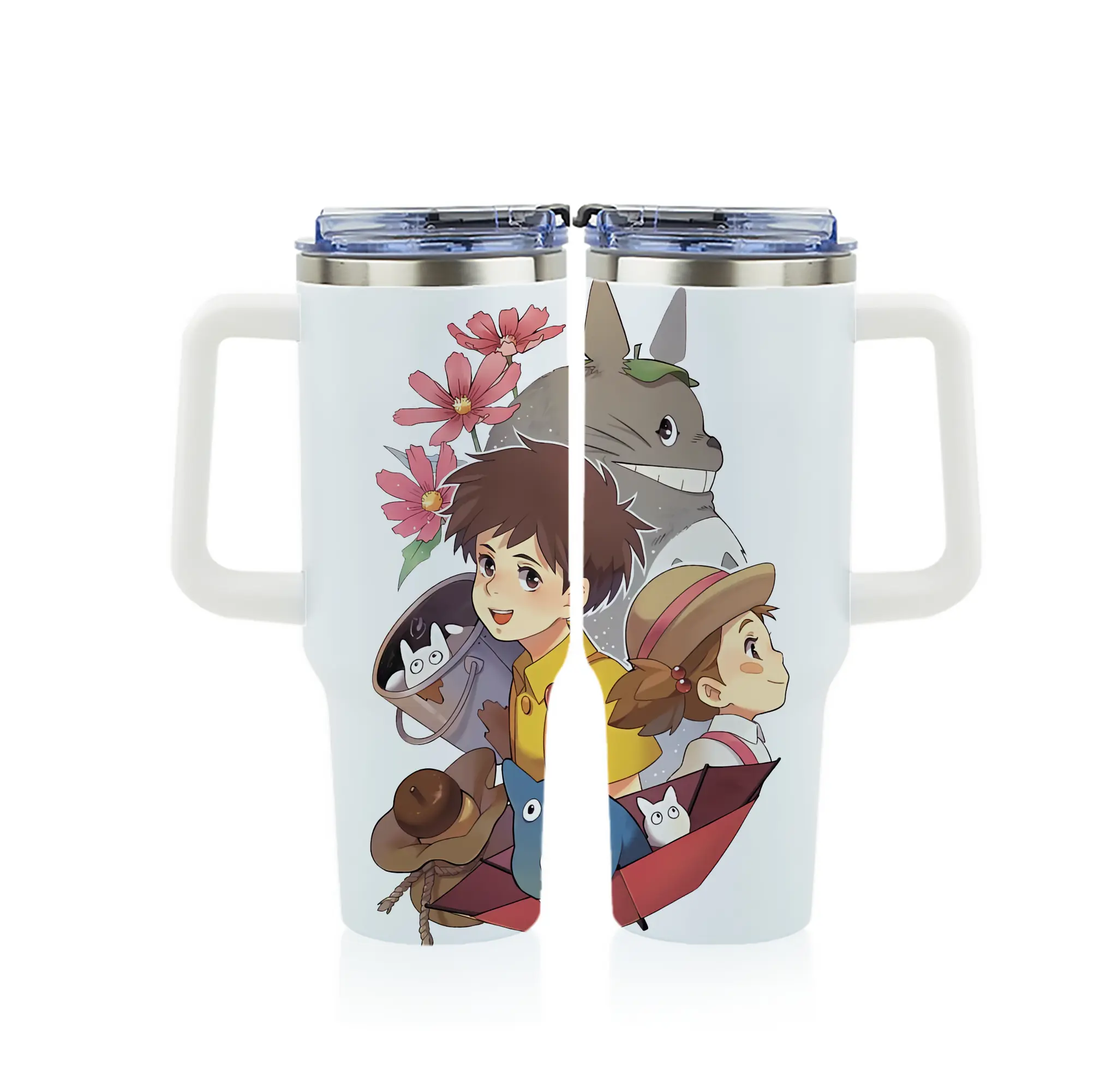 となりのトトロ グッズ 草壁 メイ - 1200mL フルプリント車用タンブラー ・ 304ステンレス 内側 ・ 201ステンレス 外側 ・ 保温 保冷 ・ 通勤 ドライブ アウトドア用