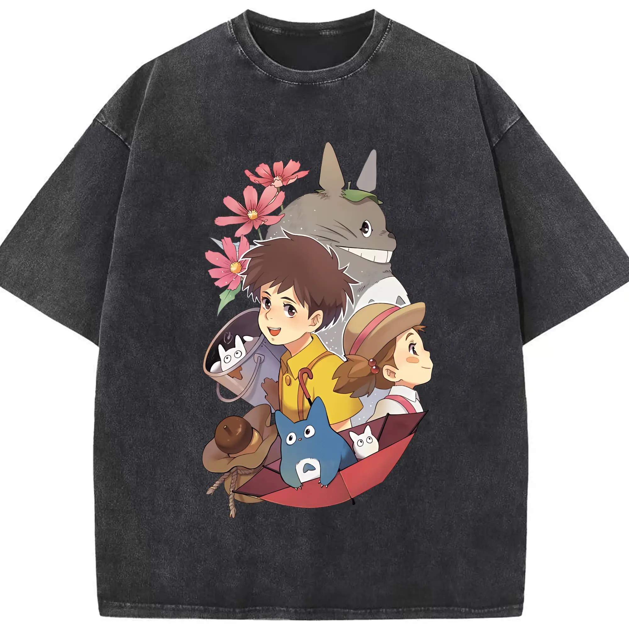 となりのトトロ グッズ 草壁 メイ - 綿100％ ヴィンテージ風 半袖Tシャツ ・ フロントプリント ・ 柔らか肌触り ・ 通気性 快適 ・ スポーツ カジュアル 外出用