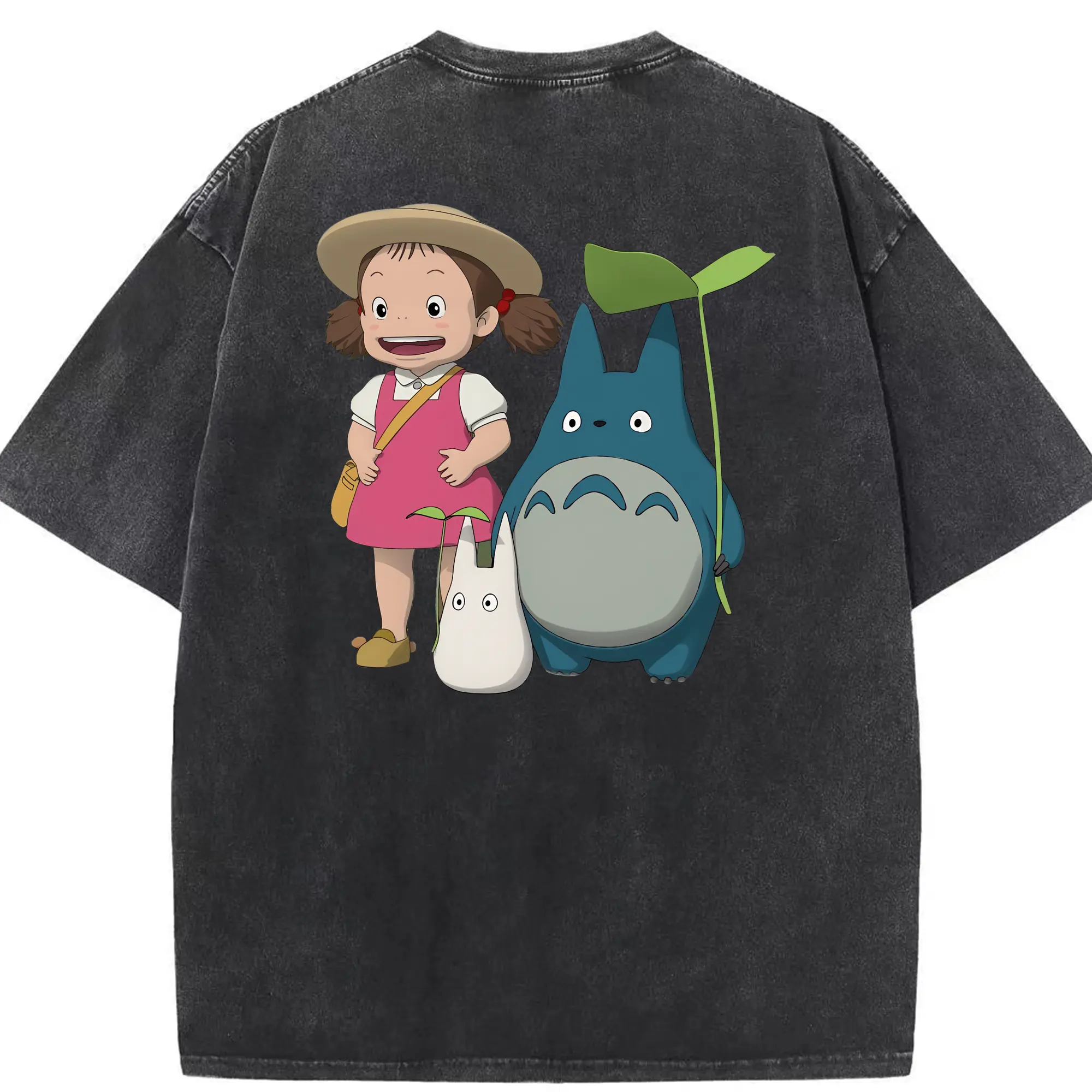 となりのトトロ グッズ 草壁 メイ - 綿100％ ヴィンテージ風 半袖Tシャツ ・ 背面プリント ・ 柔らか肌触り ・ 通気性 快適 ・ スポーツ カジュアル 外出用