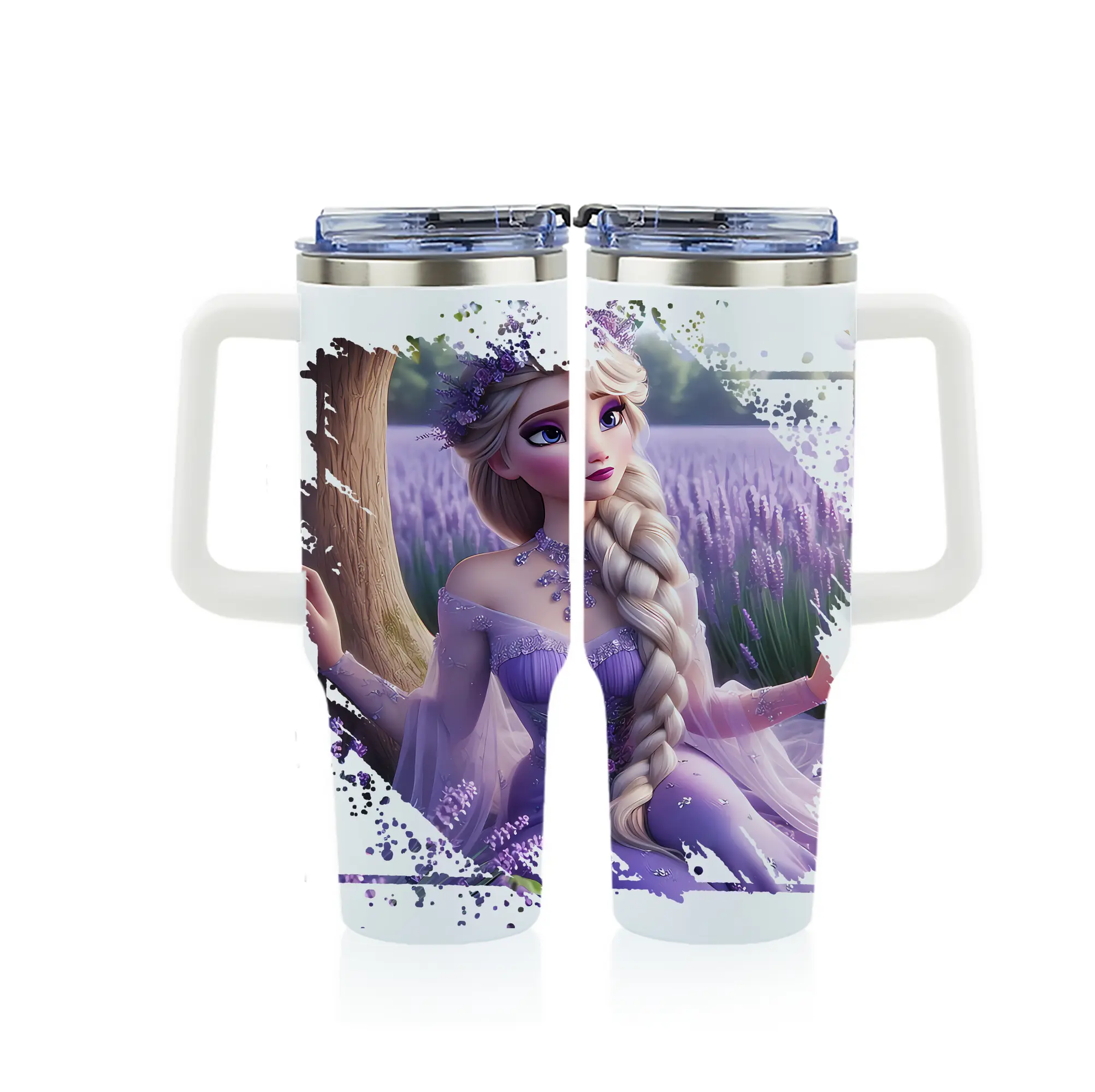 アナと雪の女王(Frozen) グッズ エルサ(Elsa) - 1200mL フルプリント車用タンブラー ・ 304ステンレス 内側 ・ 201ステンレス 外側 ・ 保温 保冷 ・ 通勤 ドライブ アウトドア用