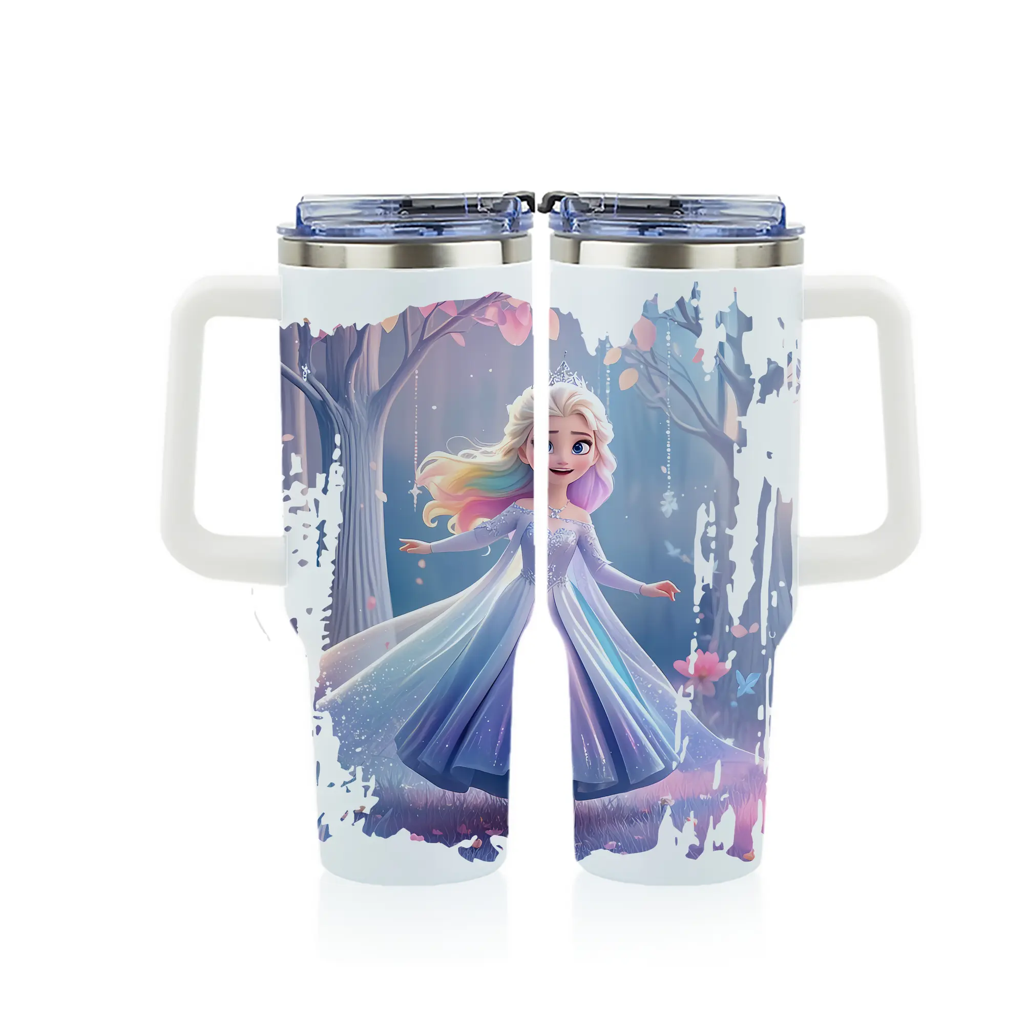 アナと雪の女王(Frozen) グッズ エルサ(Elsa) - 1200mL フルプリント車用タンブラー ・ 304ステンレス 内側 ・ 201ステンレス 外側 ・ 保温 保冷 ・ 通勤 ドライブ アウトドア用